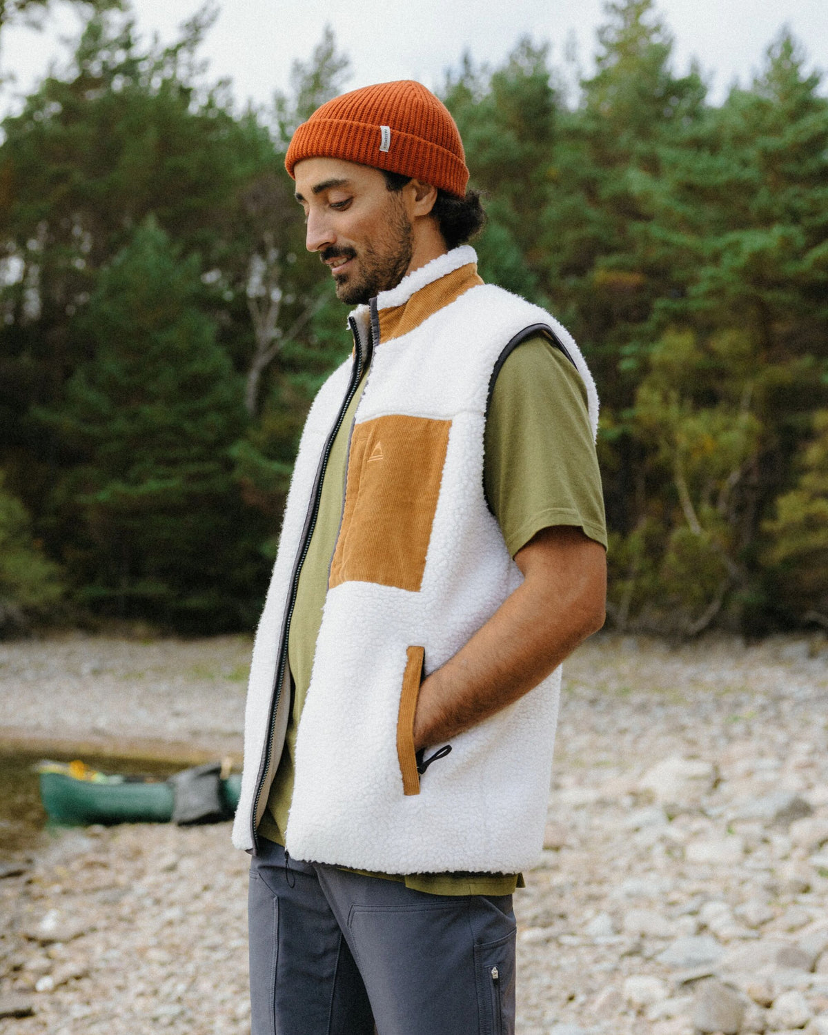 Trekker Deep Pile Sherpa Vest - Warm Ivory - Lifestyle