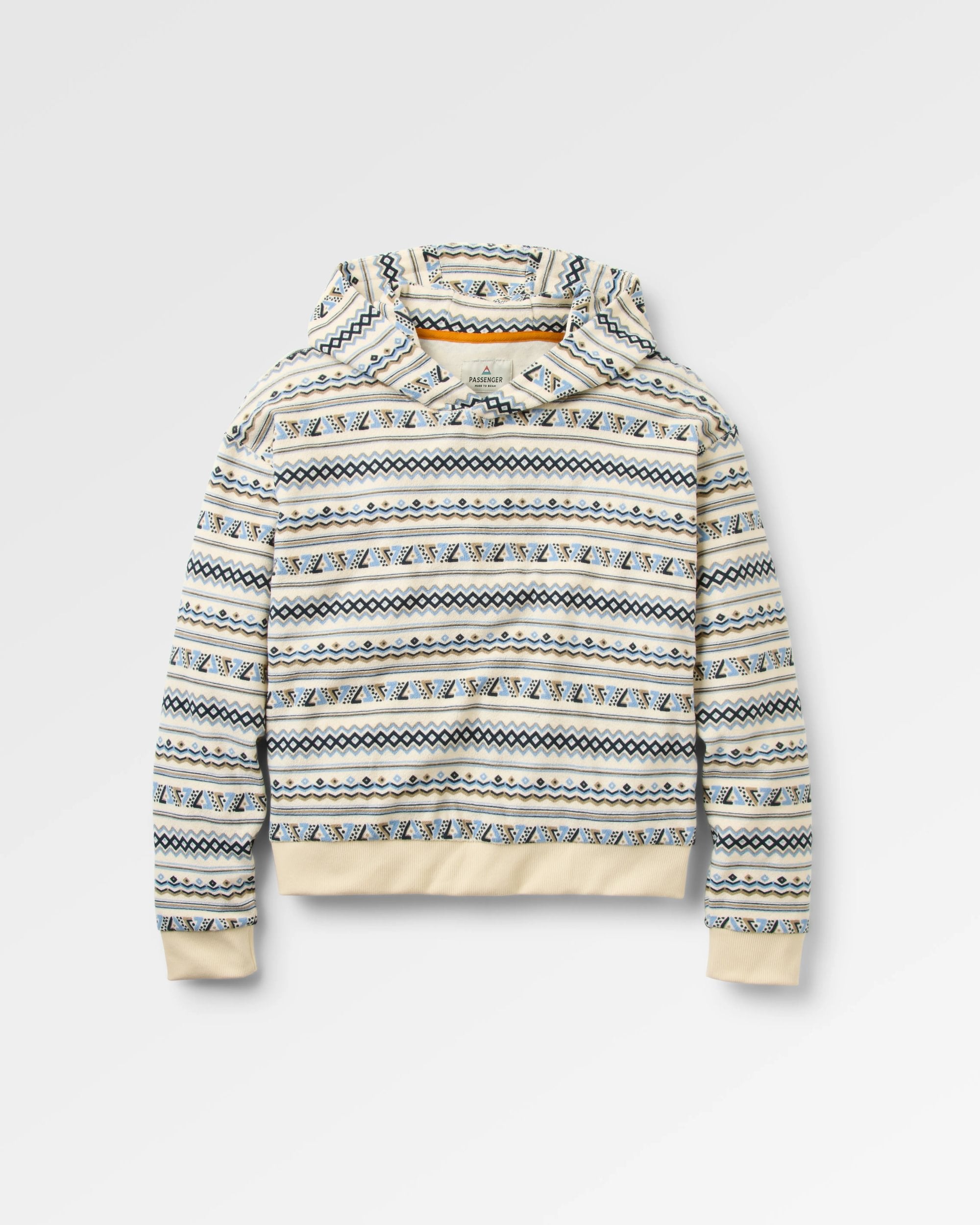 Groovy Towelling Hoodie - Geo Stripe Birch - Flatlay