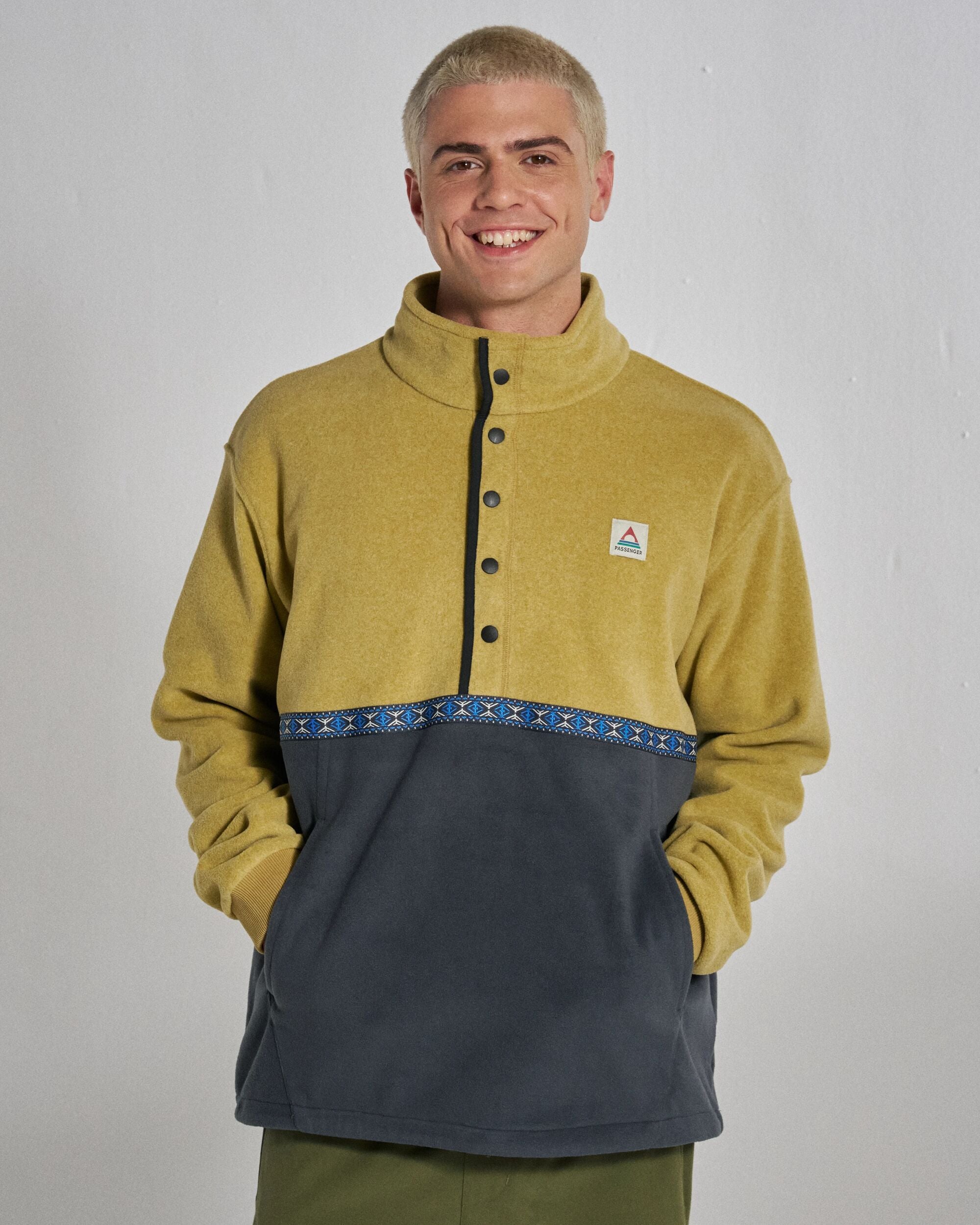 Woodlander Polartec® Fleece - Warm Beige Marl/Charcoal - Studio Model