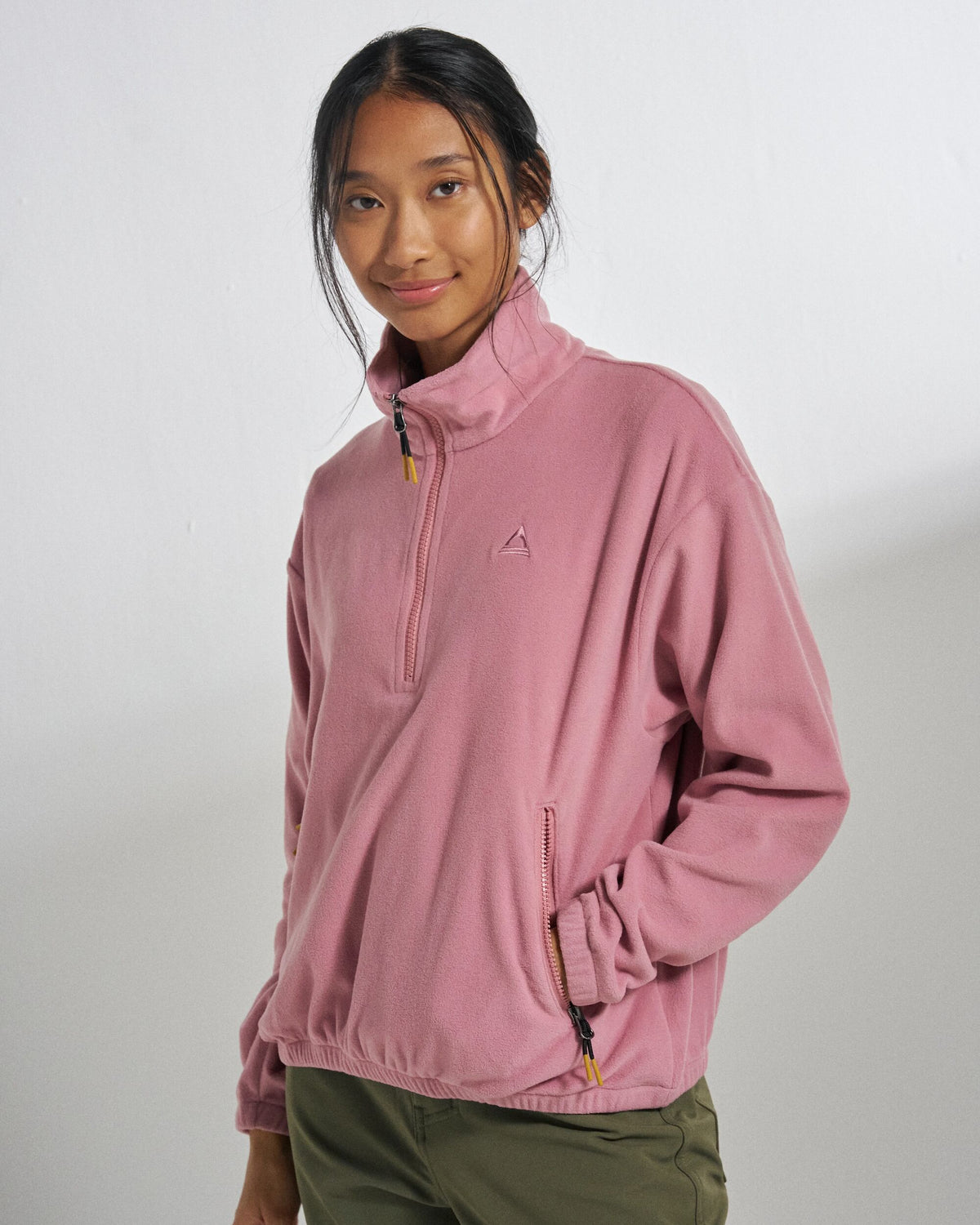 Ayla Micro Polartec® 1/4 Zip Fleece - Pink Haze - Studio Model