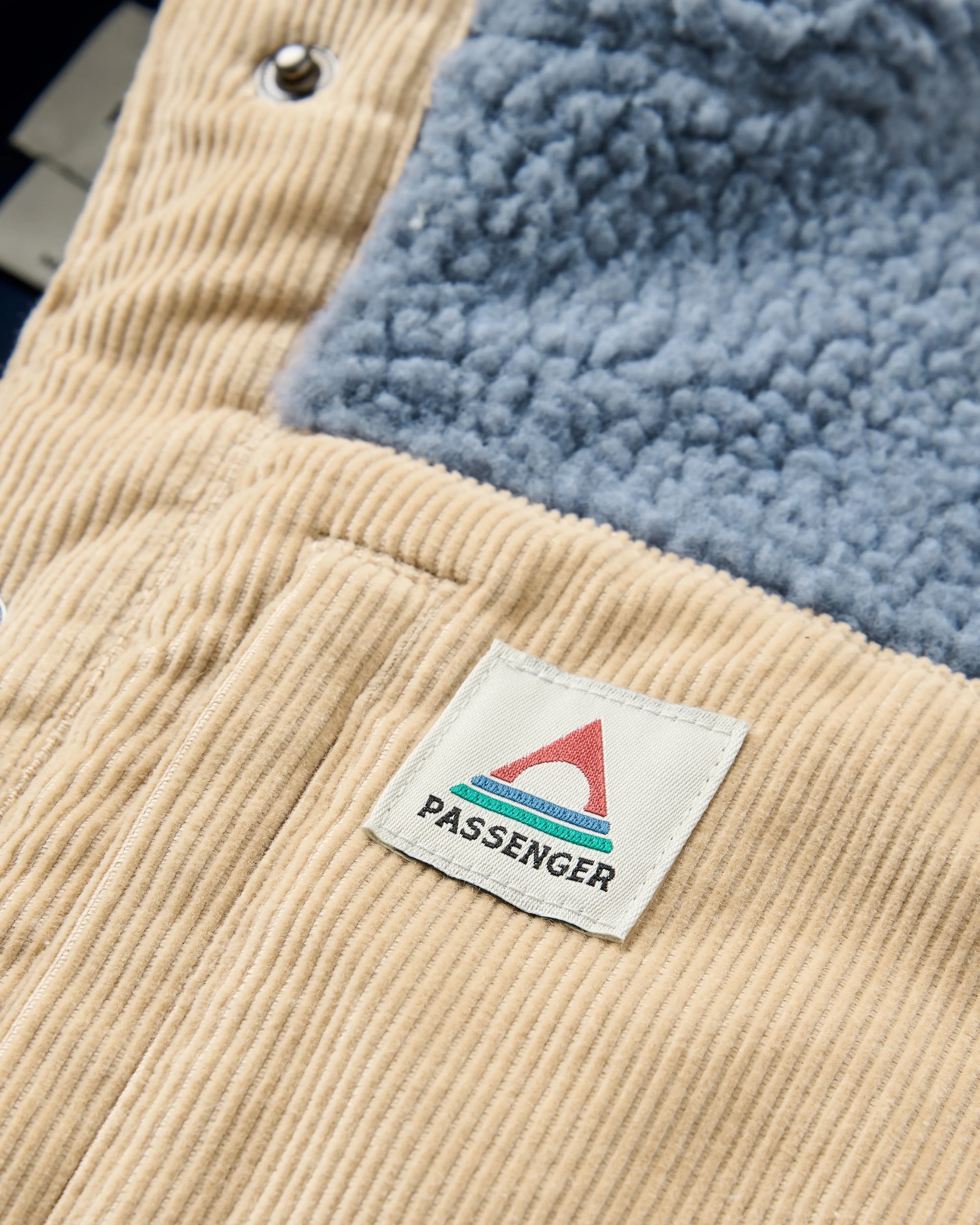 Clover Recycled Sherpa Hooded Fleece - Stormy Blue - Flatlay