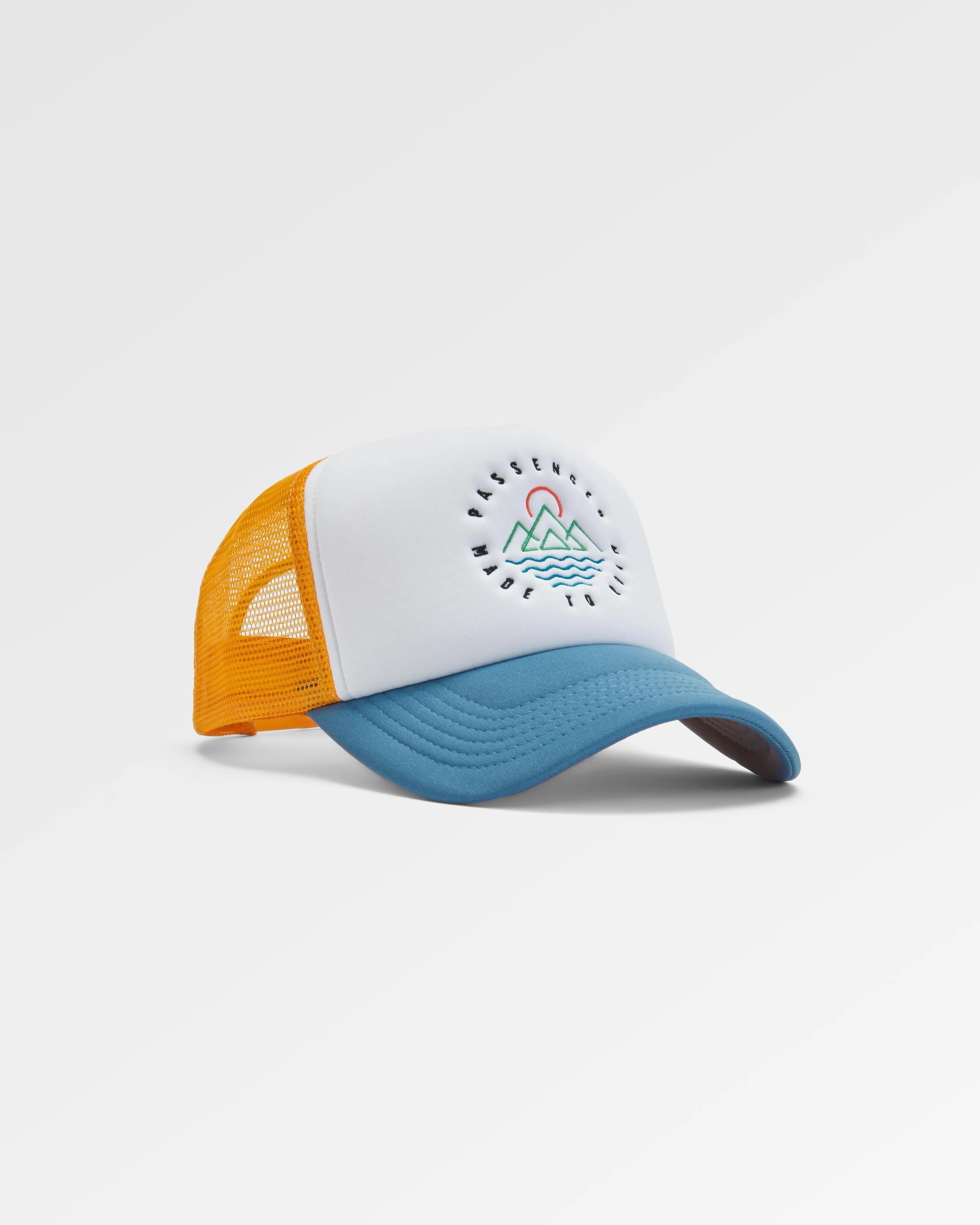 Escapism Trucker Cap - Mustard Yellow/Moonlight Blue - Flatlay