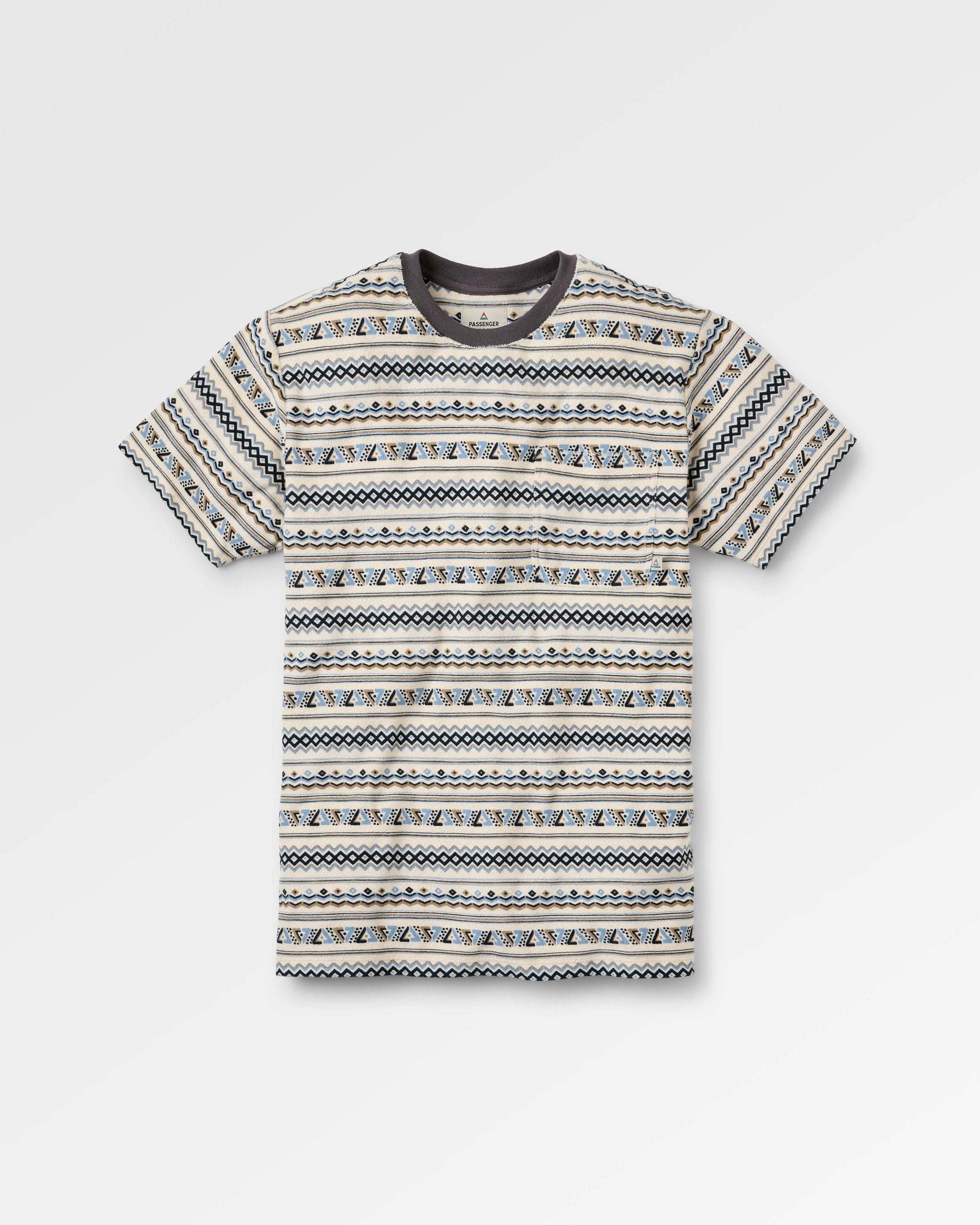 Rising Towelling T-shirt - Geo Stripe Birch - Flatlay
