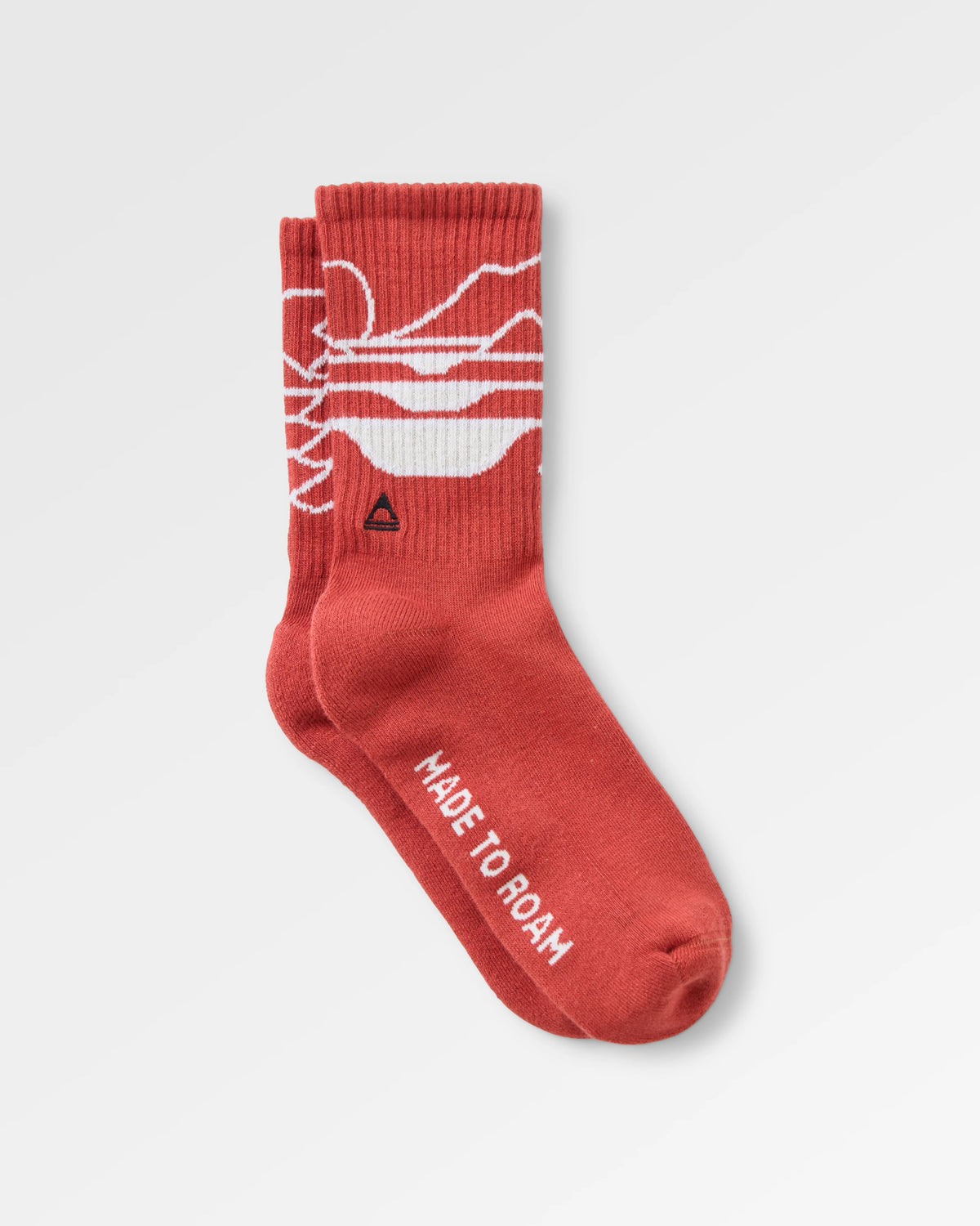 Two Step Crew Socks - Dark Rust - Flatlay