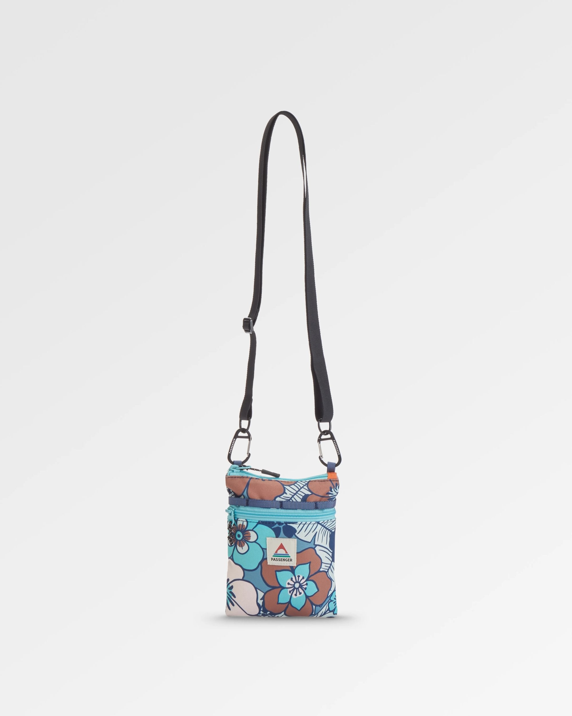 Journey Recycled Crossbody Bag - Vintage Floral Aqua - Flatlay