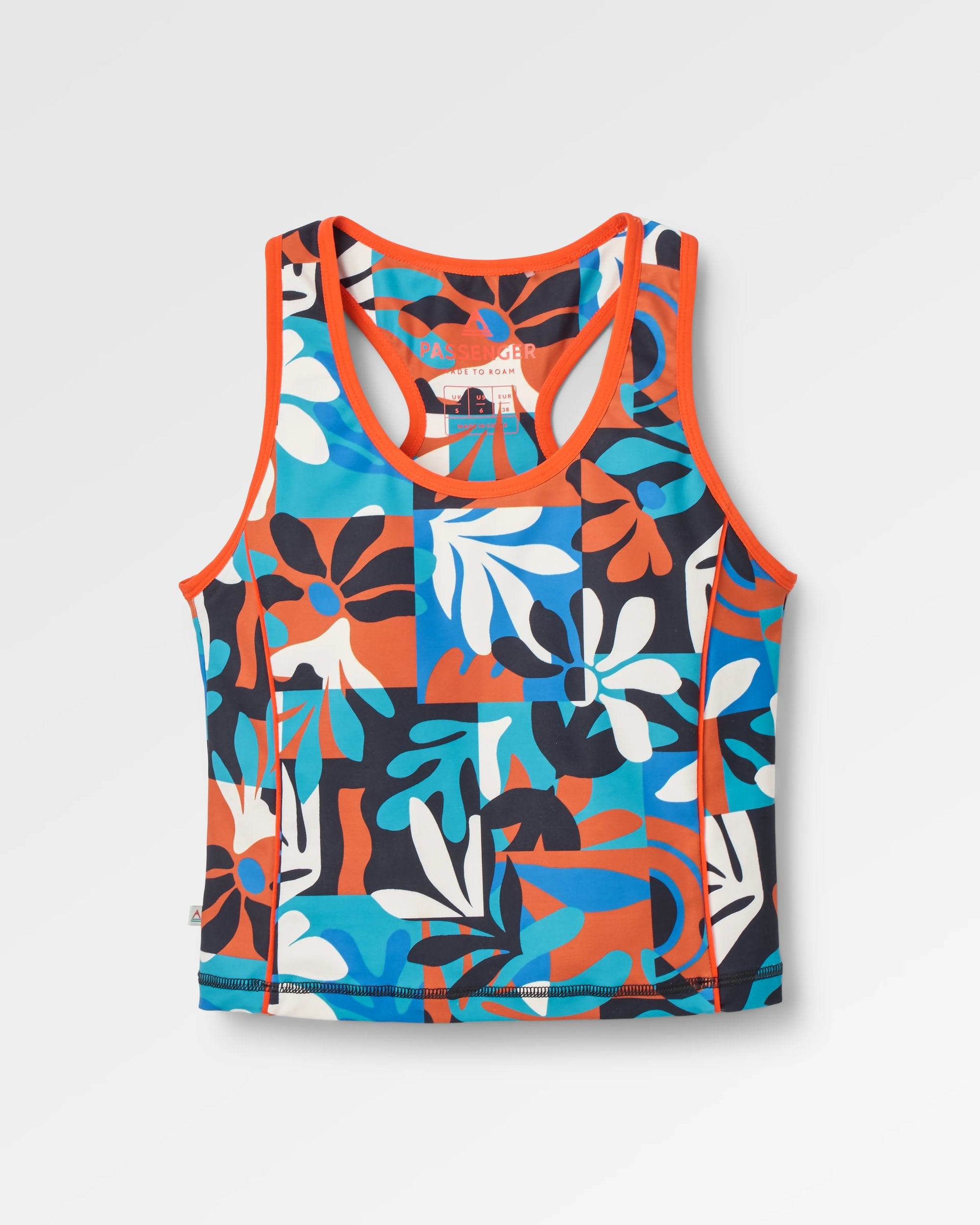 Mantra Recycled Active Crop Top - Mountain Foliage Blue - Flatlay
