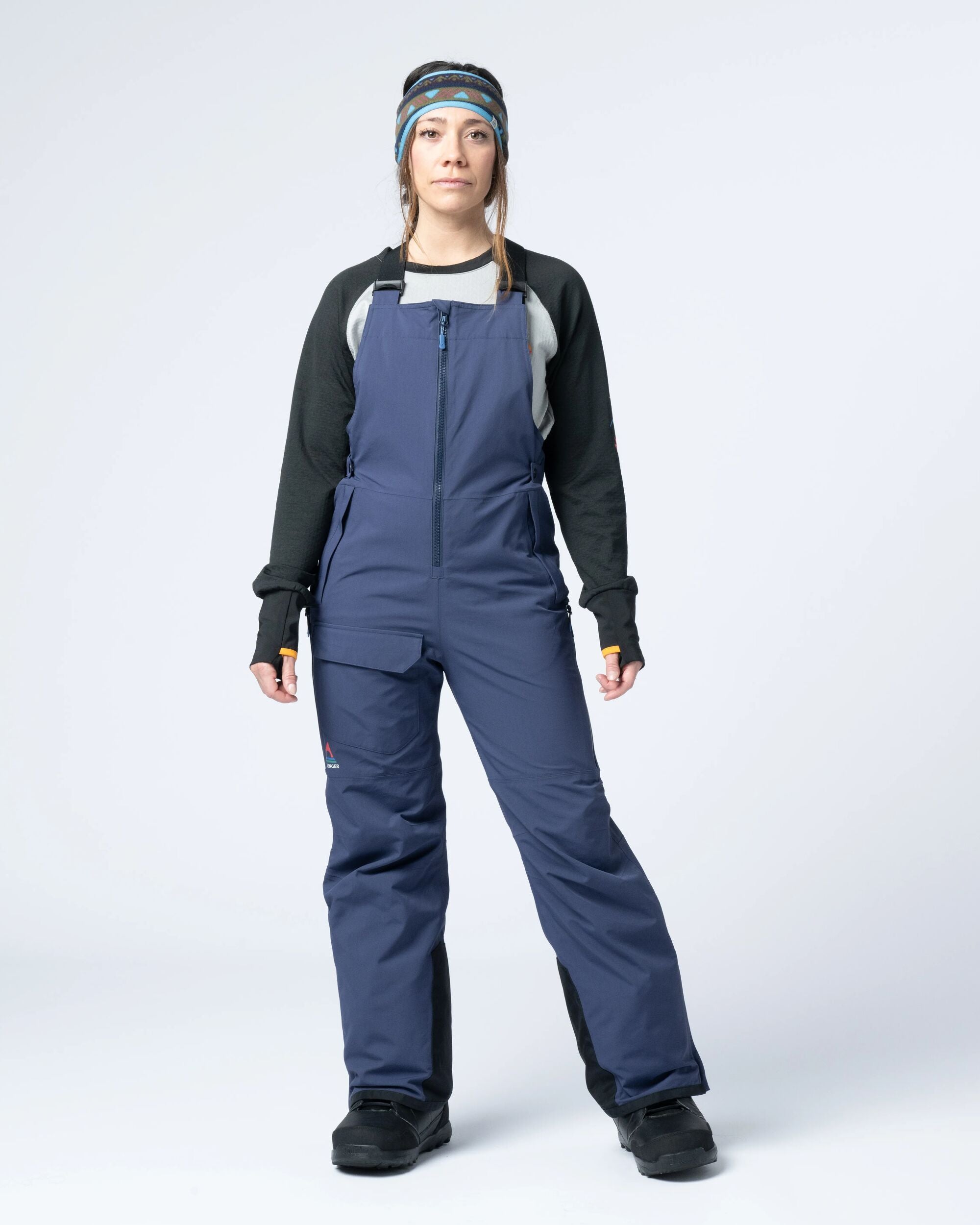 Snowscape Women's Recycled Bibpant - Rich Navy - Flatlay