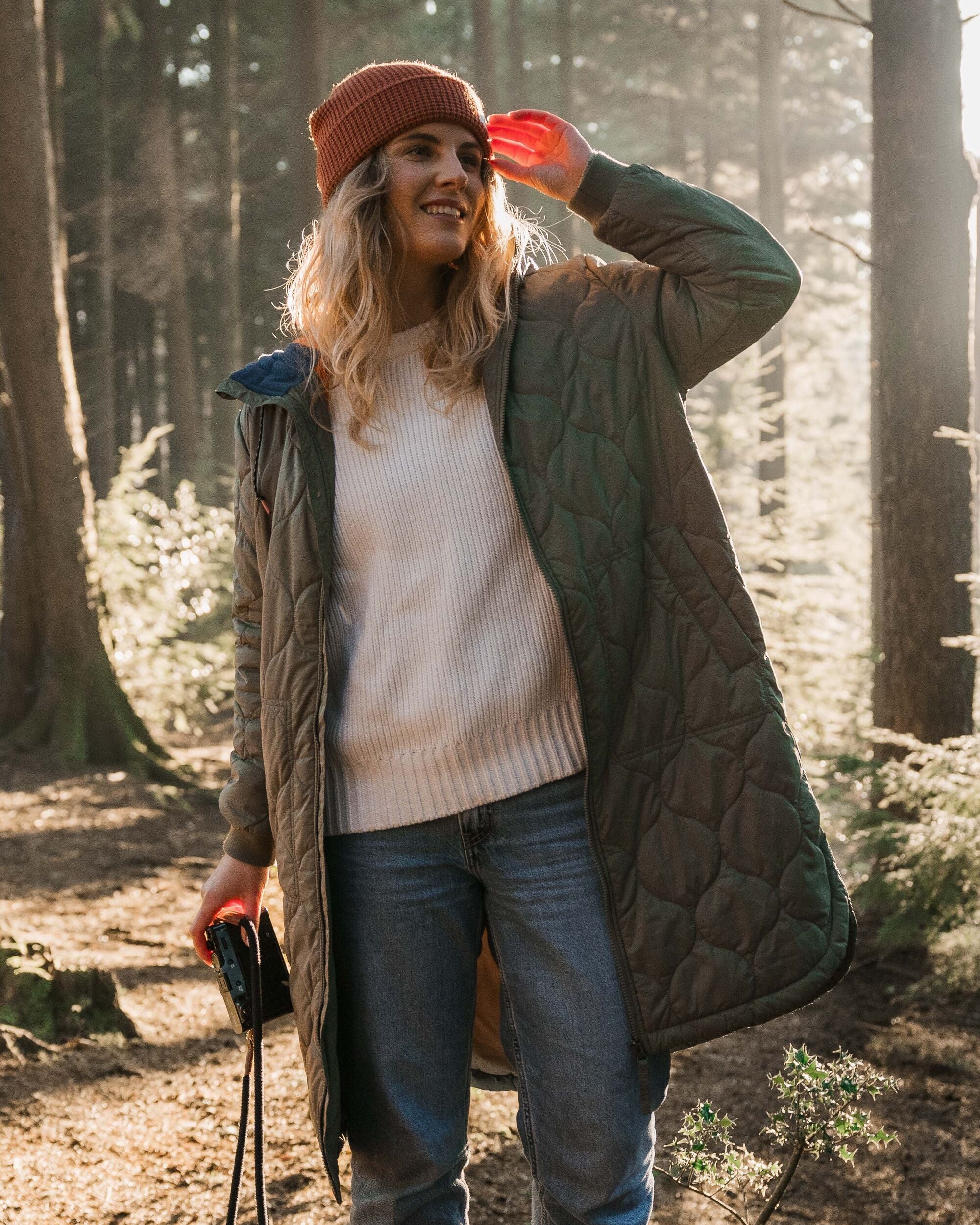 Flora Long Recycled Insulated Parka - Dusty Olive - Lifestyle