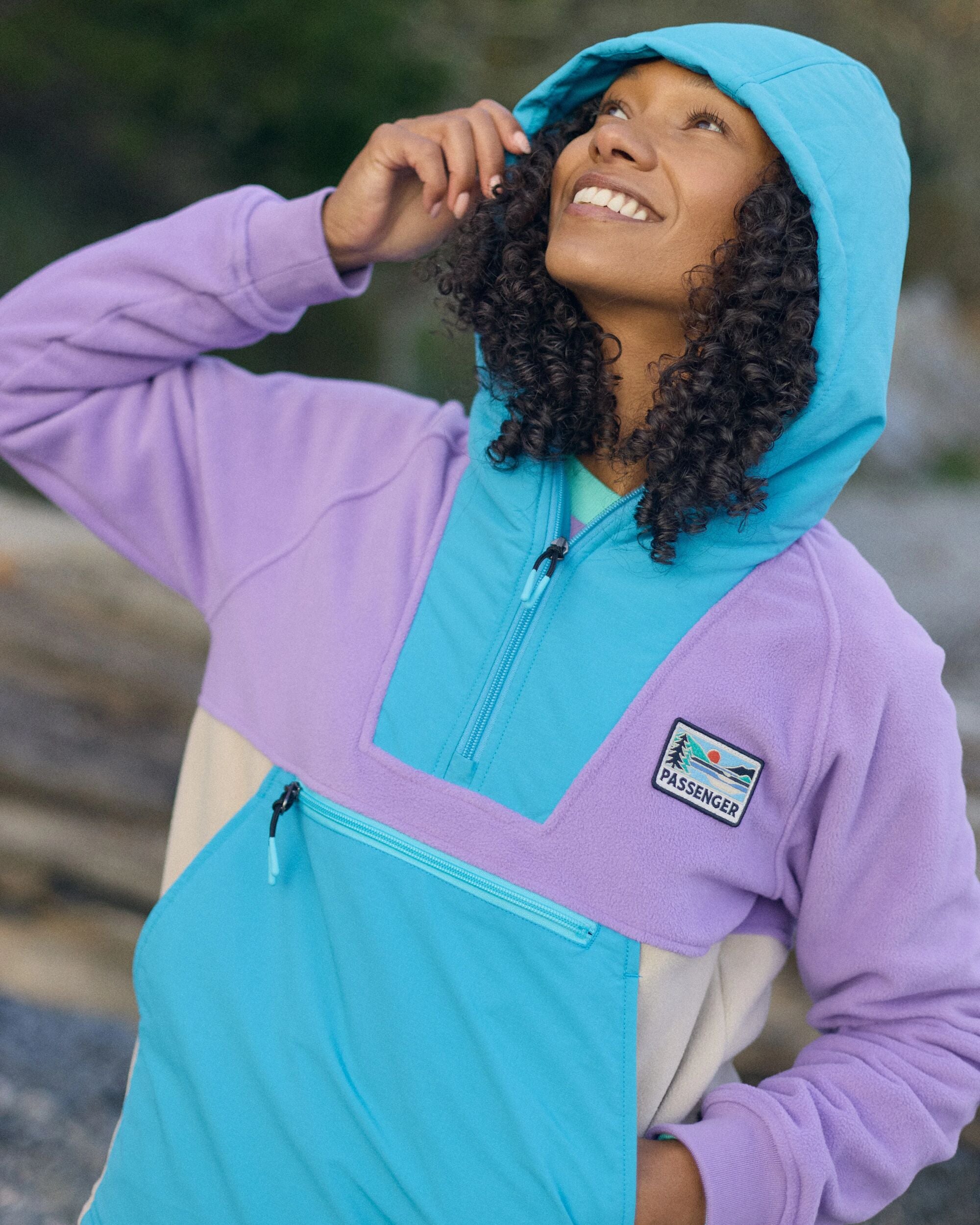 Sweat à Capuche Polaire Femme Rab - Violet, Taille 12 (L), Fermeture 1/2 Zip