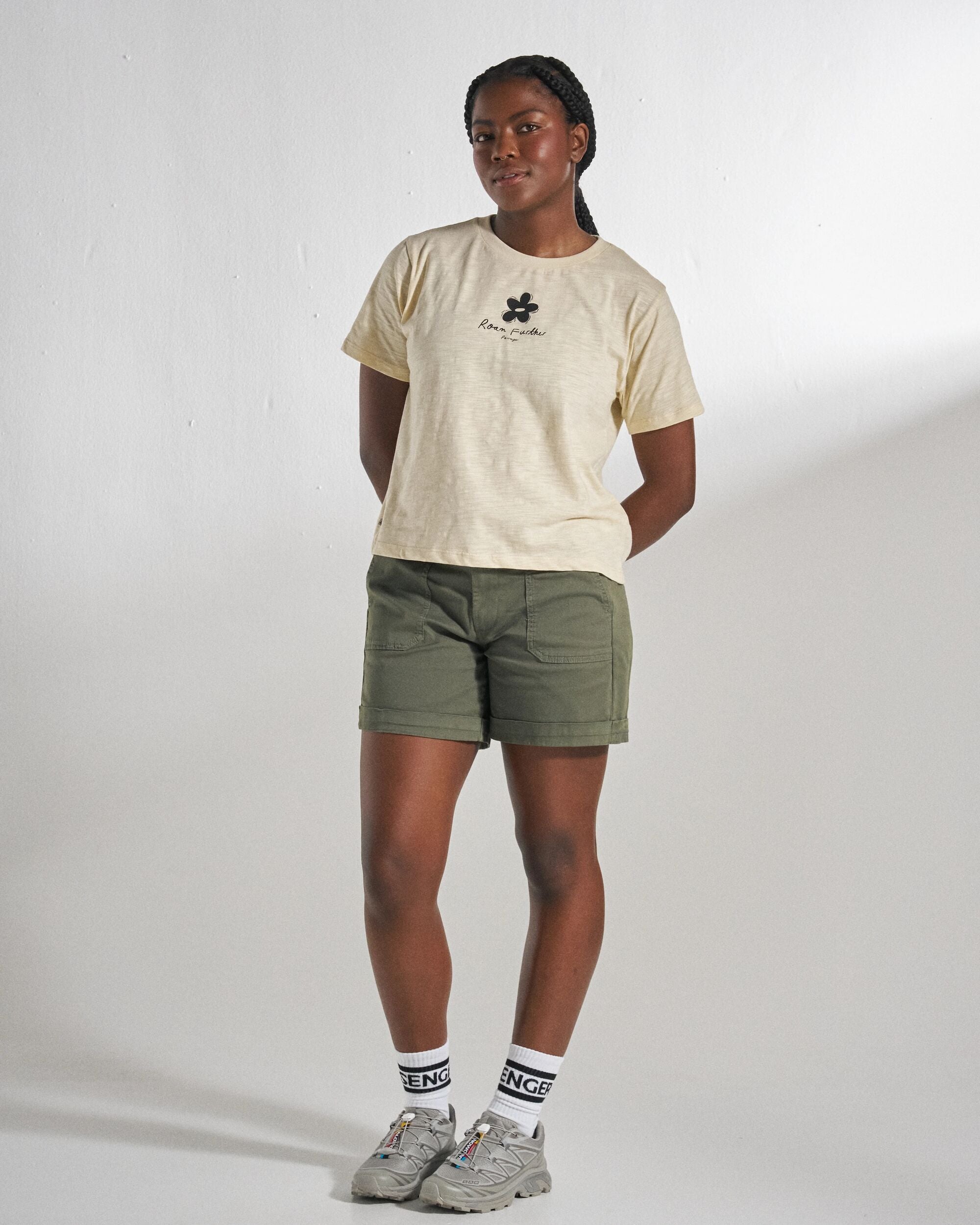 Women's Roam Further T-Shirt - Birch - Studio Model
