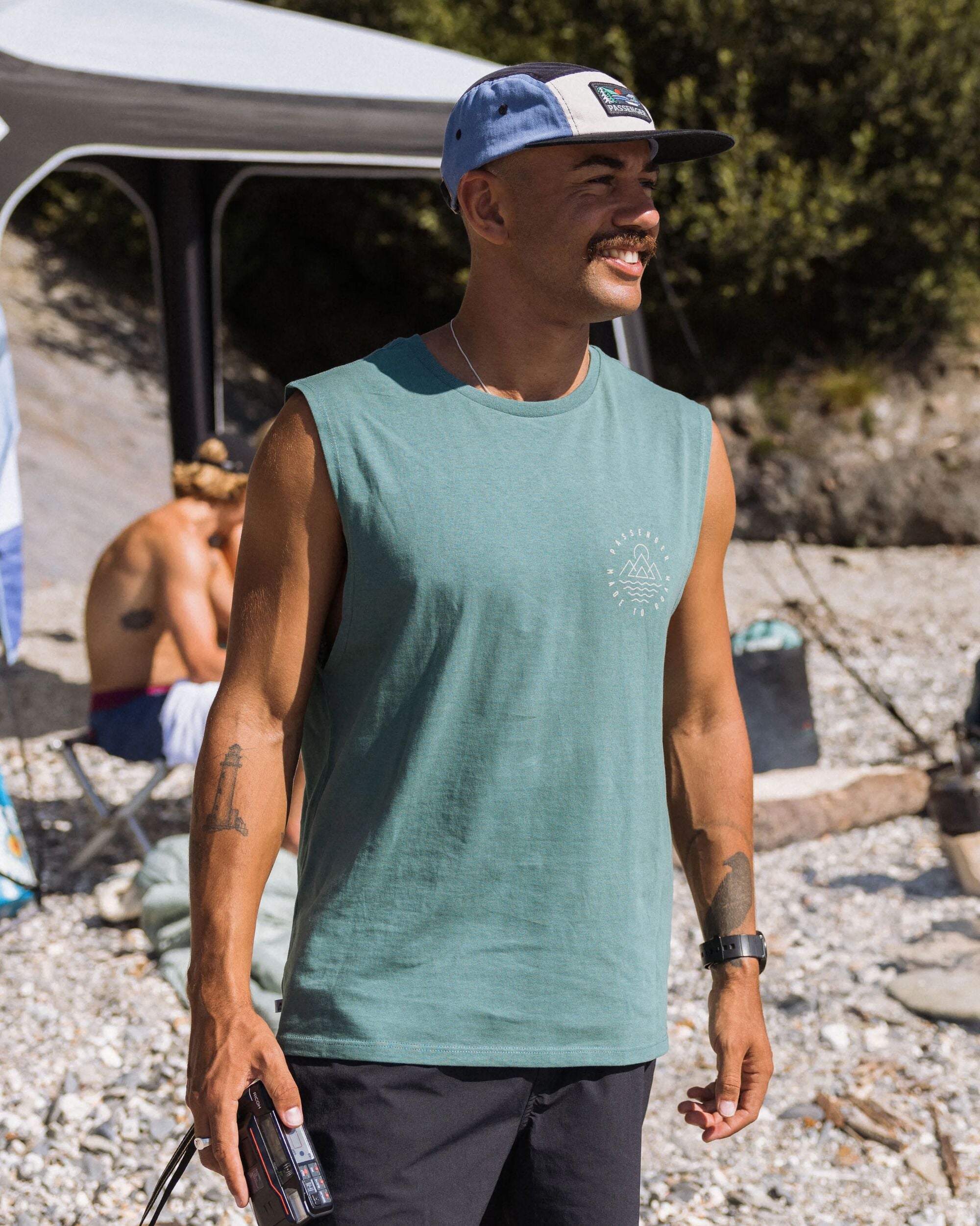 Escapism Recycled Cotton Vest - Deep Ocean - Lifestyle