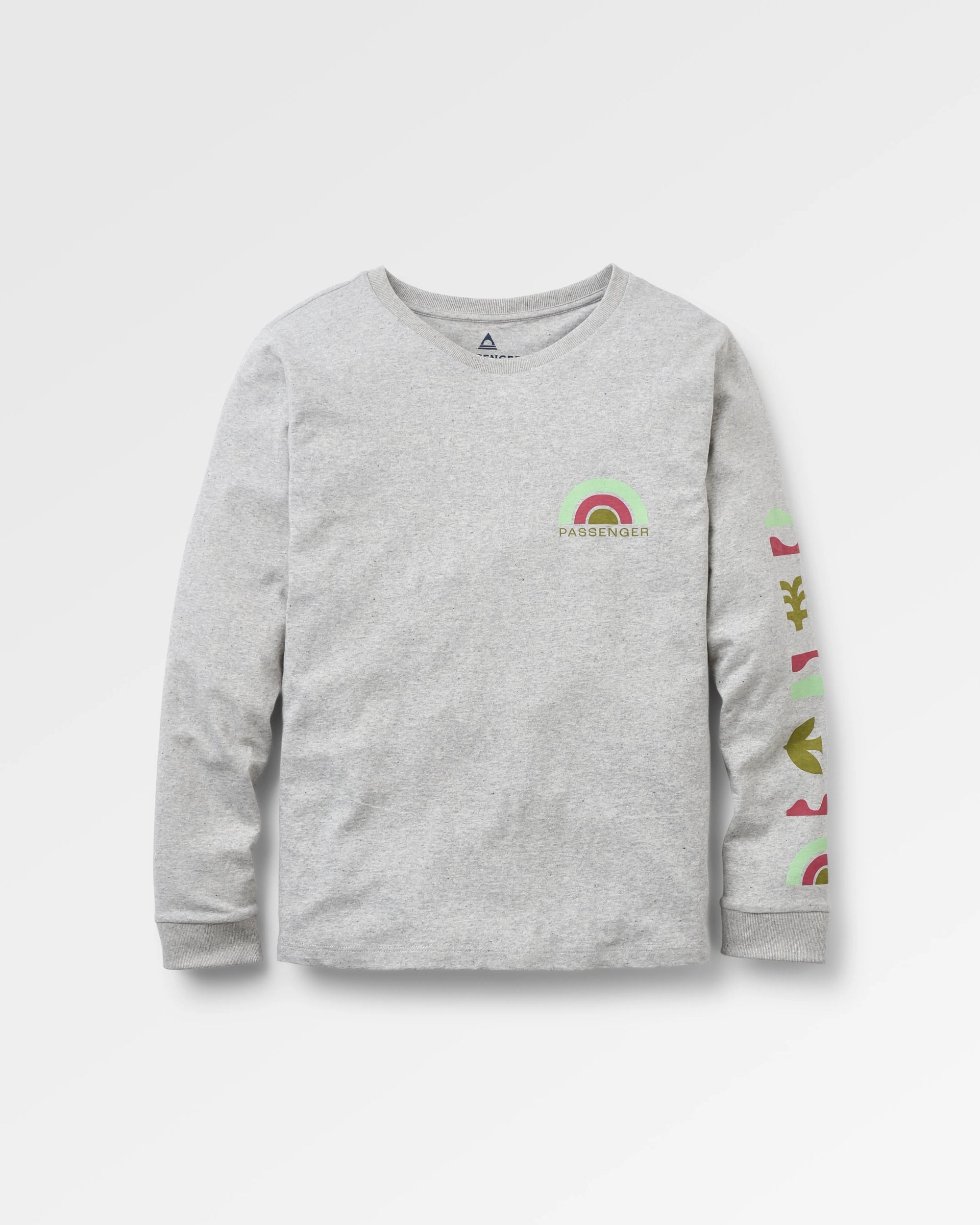 Papercut Recycled Cotton LS T-Shirt - Grey Marl - Flatlay