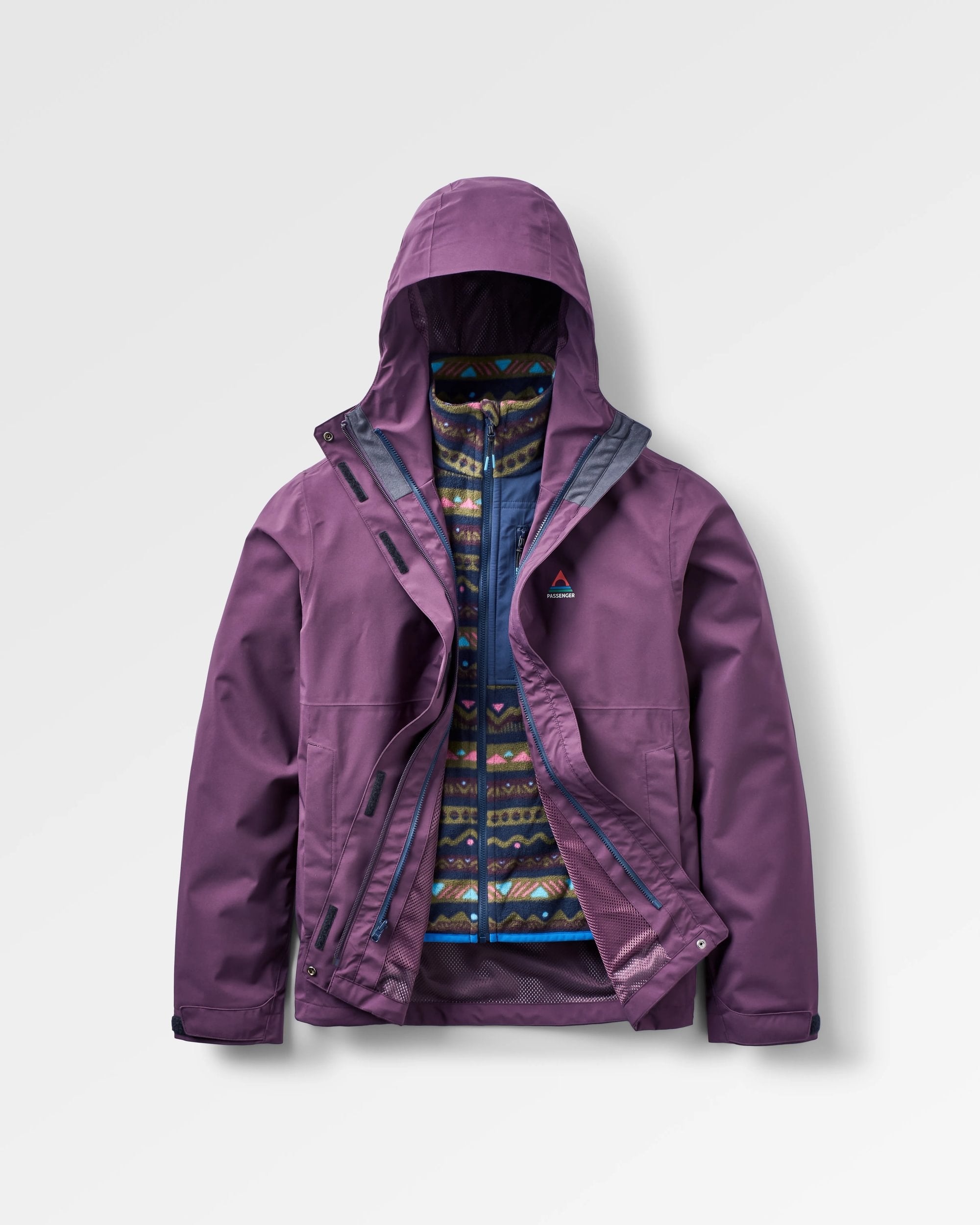 Breckenridge Waterproof 3 In 1 Jacket - Deep Plum - Flatlay