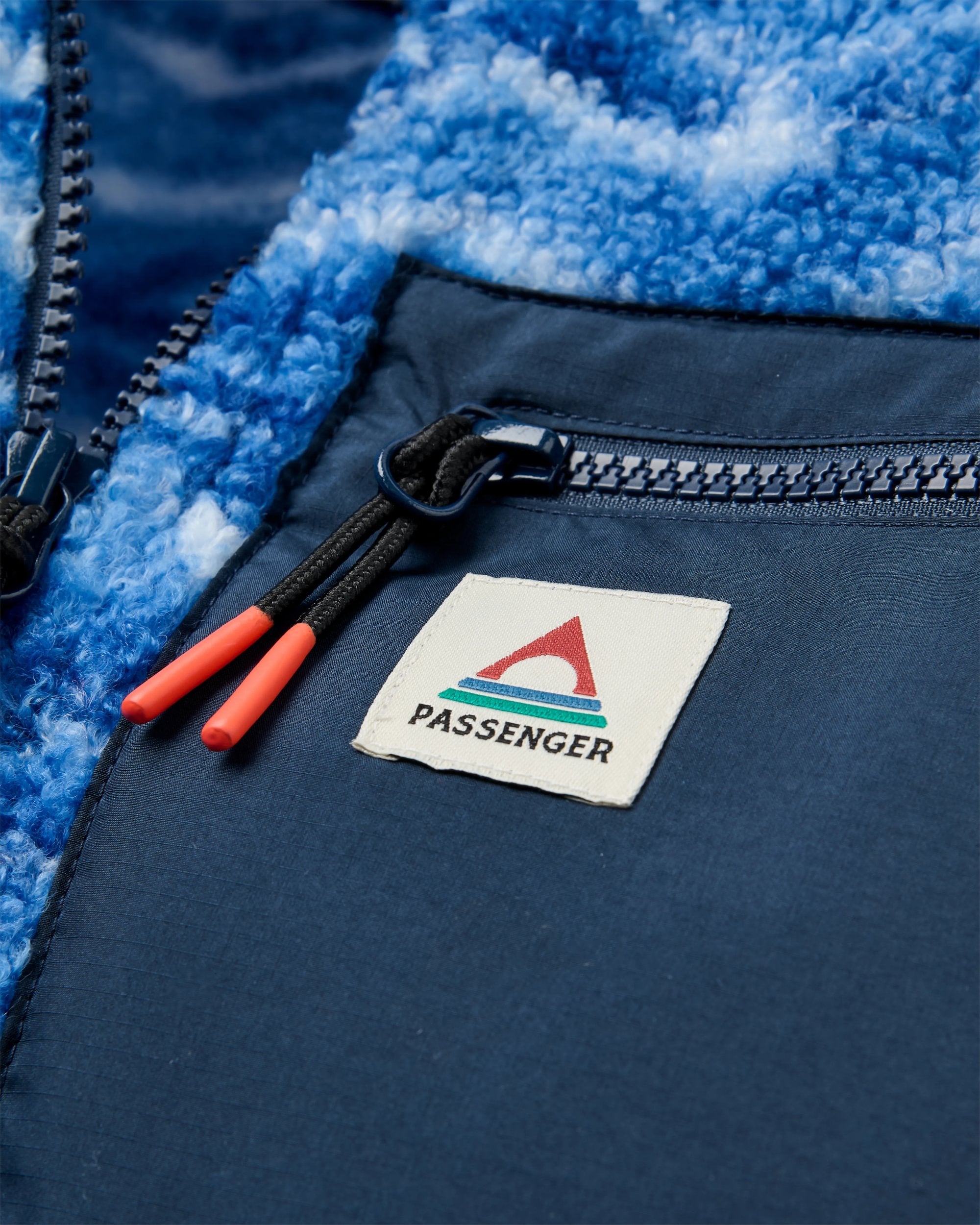 Ravi Recycled Sherpa Fleece - Tracks Electric Blue - Flatlay