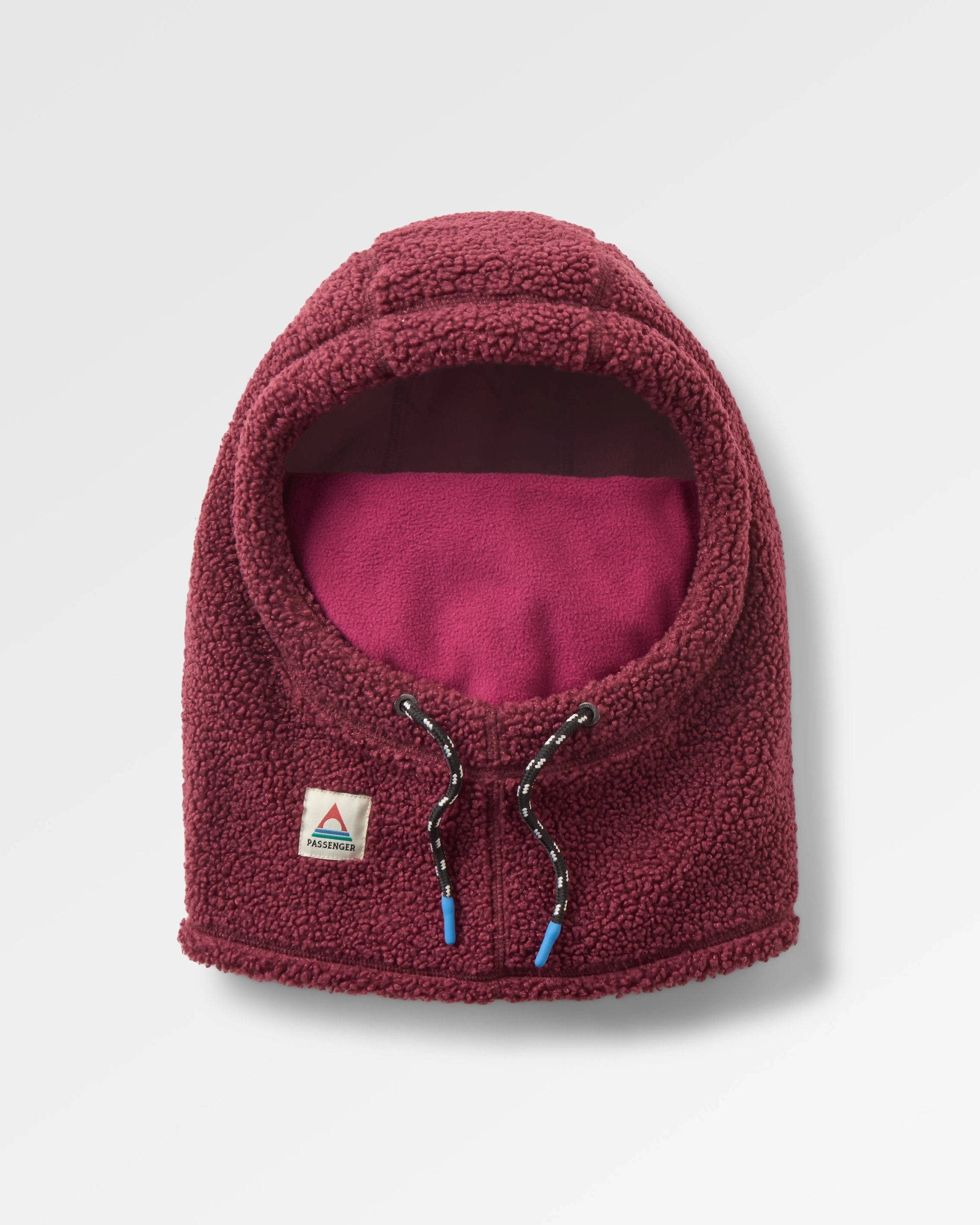 Snowdrift Recycled Fleece Hood - Fig - Flatlay