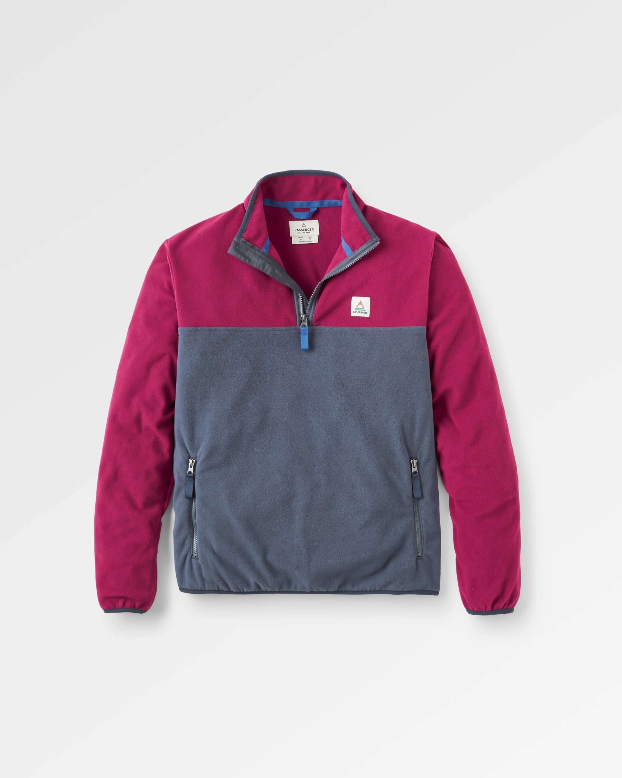 Set Off Recycled Polar 1/4 Zip Fleece - Warm Berry/Charcoal - Flatlay