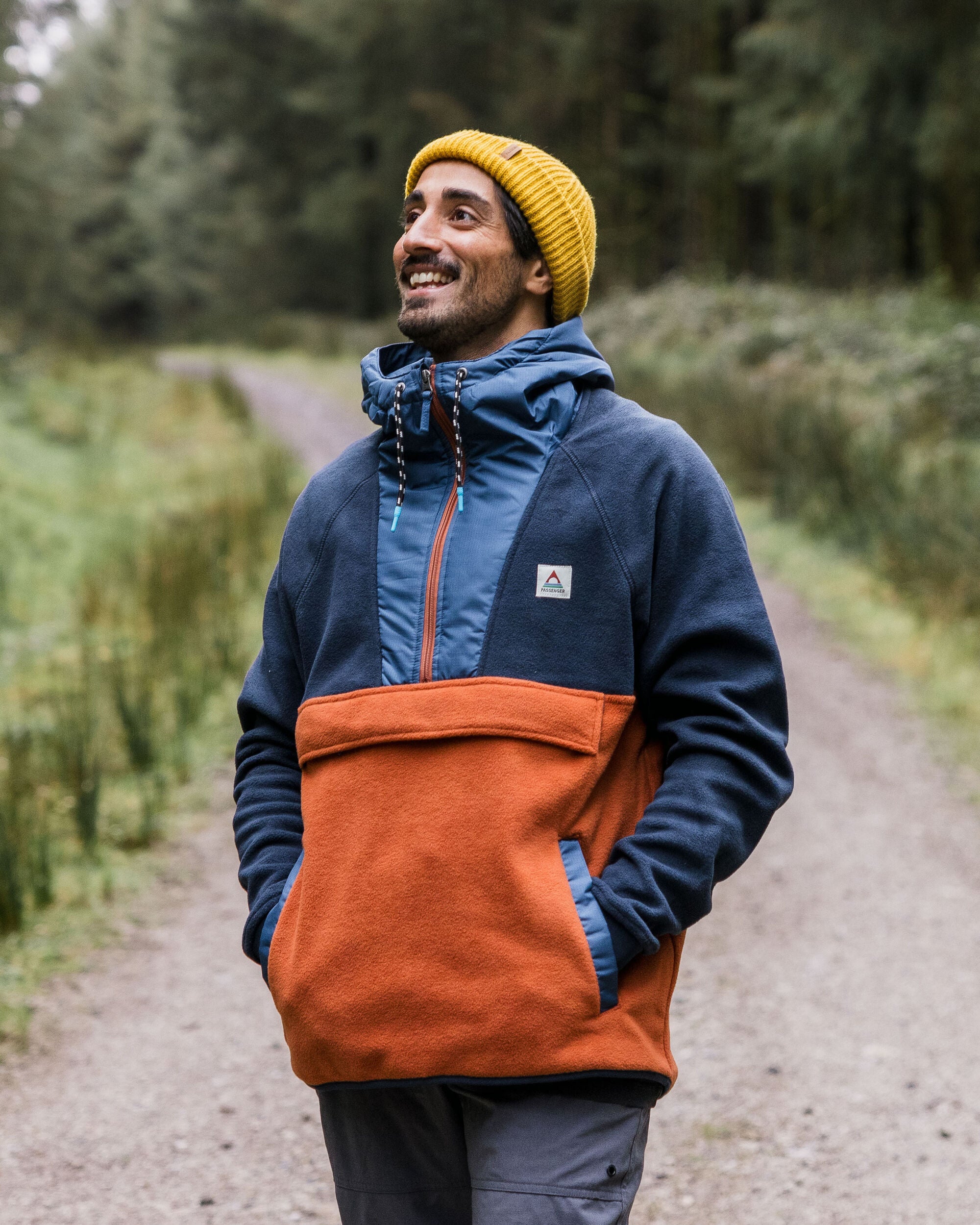Hoodie Woodland 1/2 Zip en Polaire Recyclée Deep Navy/Baked Clay