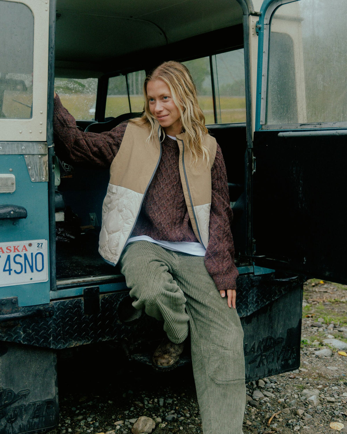 Flora Sherpa Lined Short Gilet - Biscuit/Oat - Lifestyle
