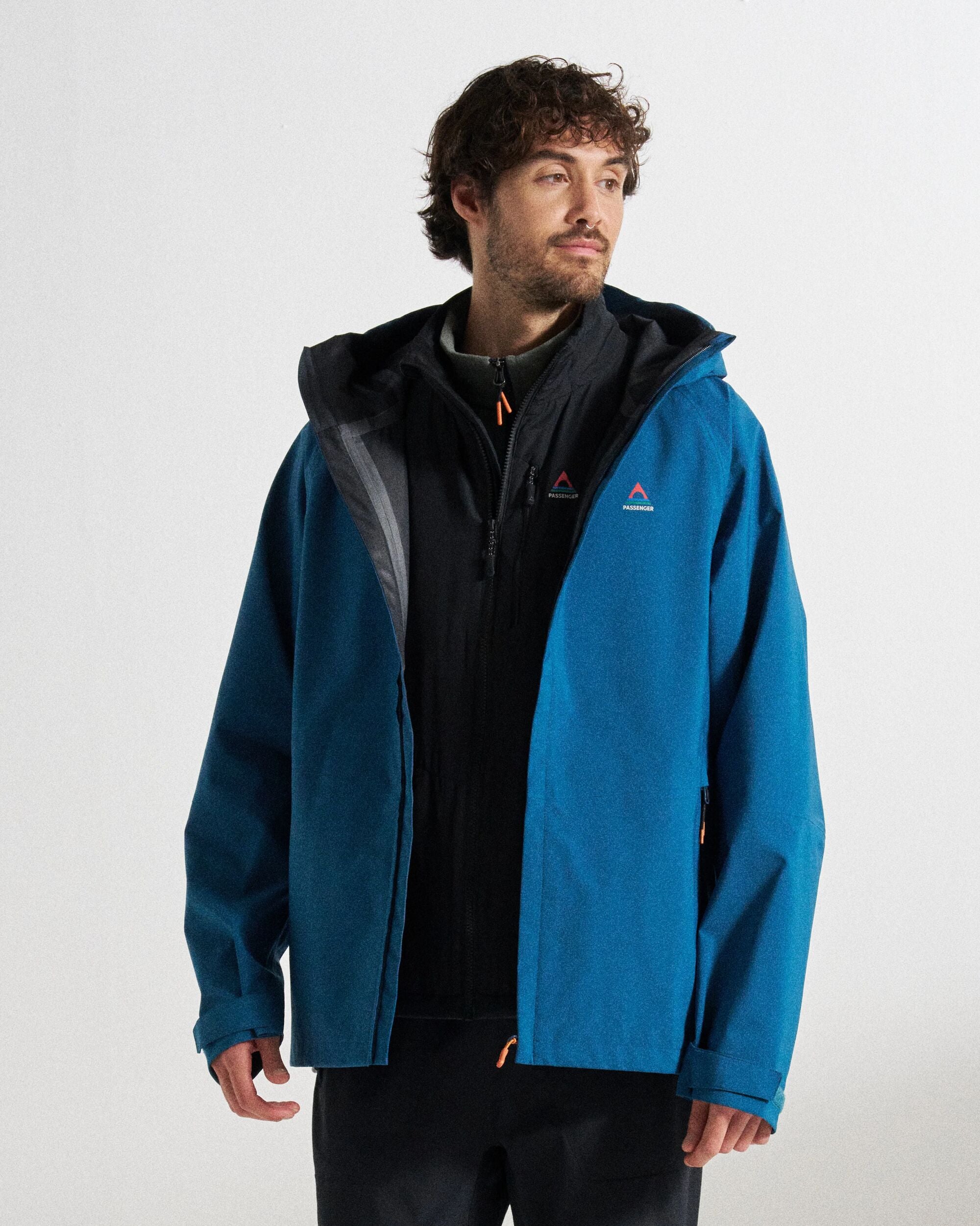 Five Season Recycled Waterproof Jacket - Tidal Blue - Studio Model
