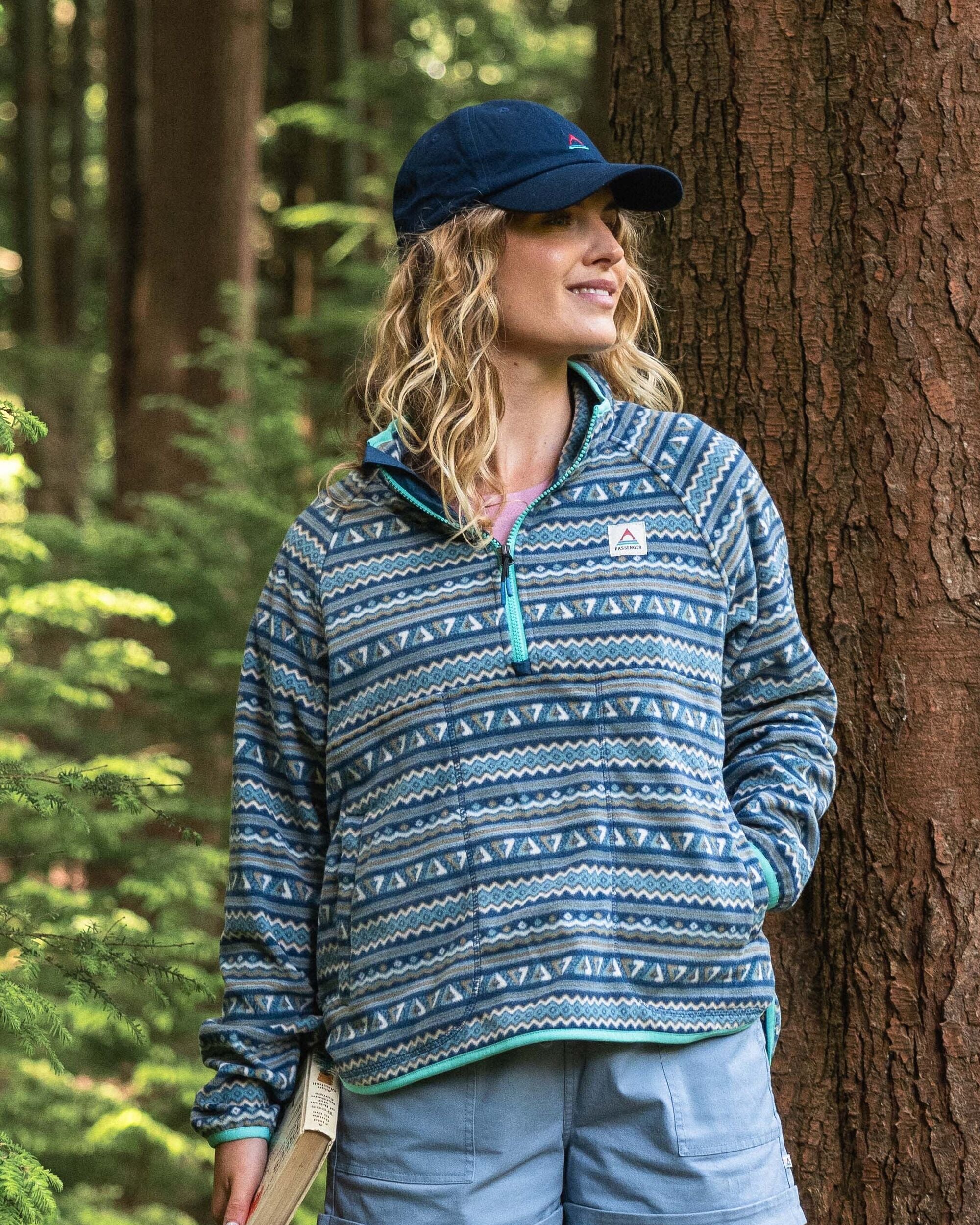 Sorrel Recycled Polar Fleece - Geo Stripe Dark Denim - Lifestyle