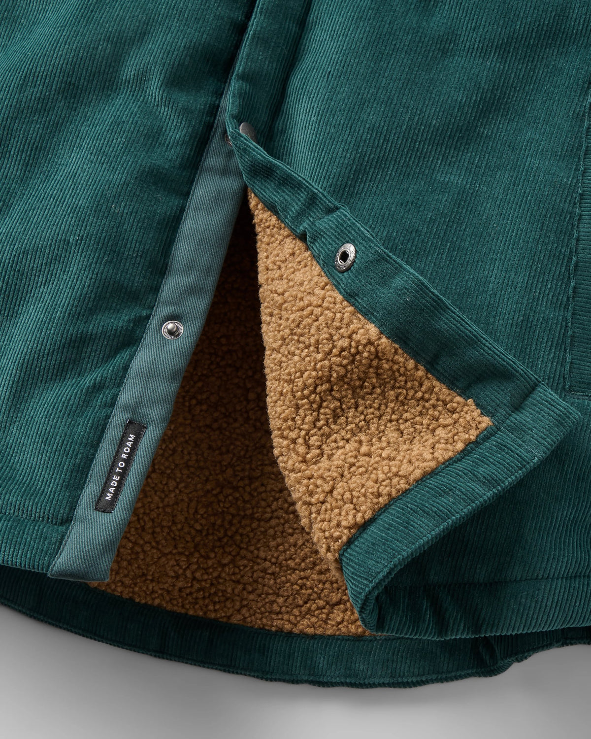 Kodiak Sherpa Lined Cord Overshirt - Dark Fern - Flatlay