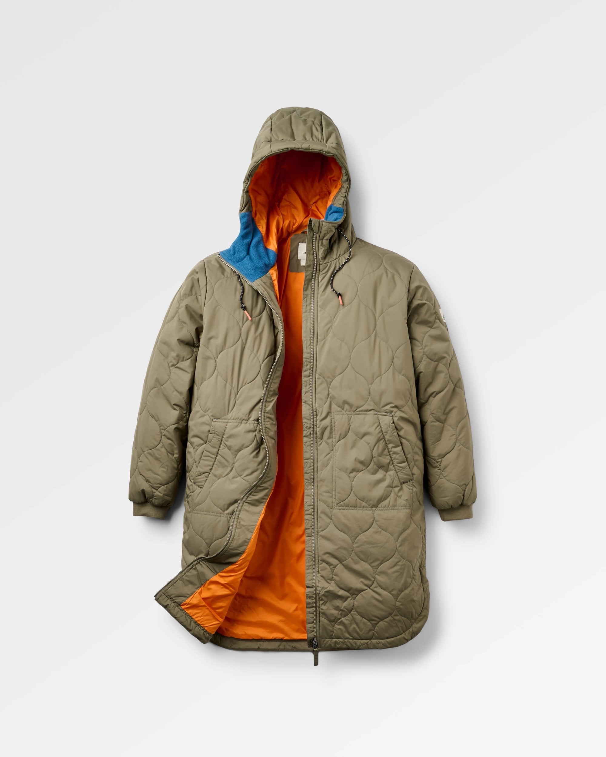 Flora Long Insulated Parka - Dusty Olive - Flatlay