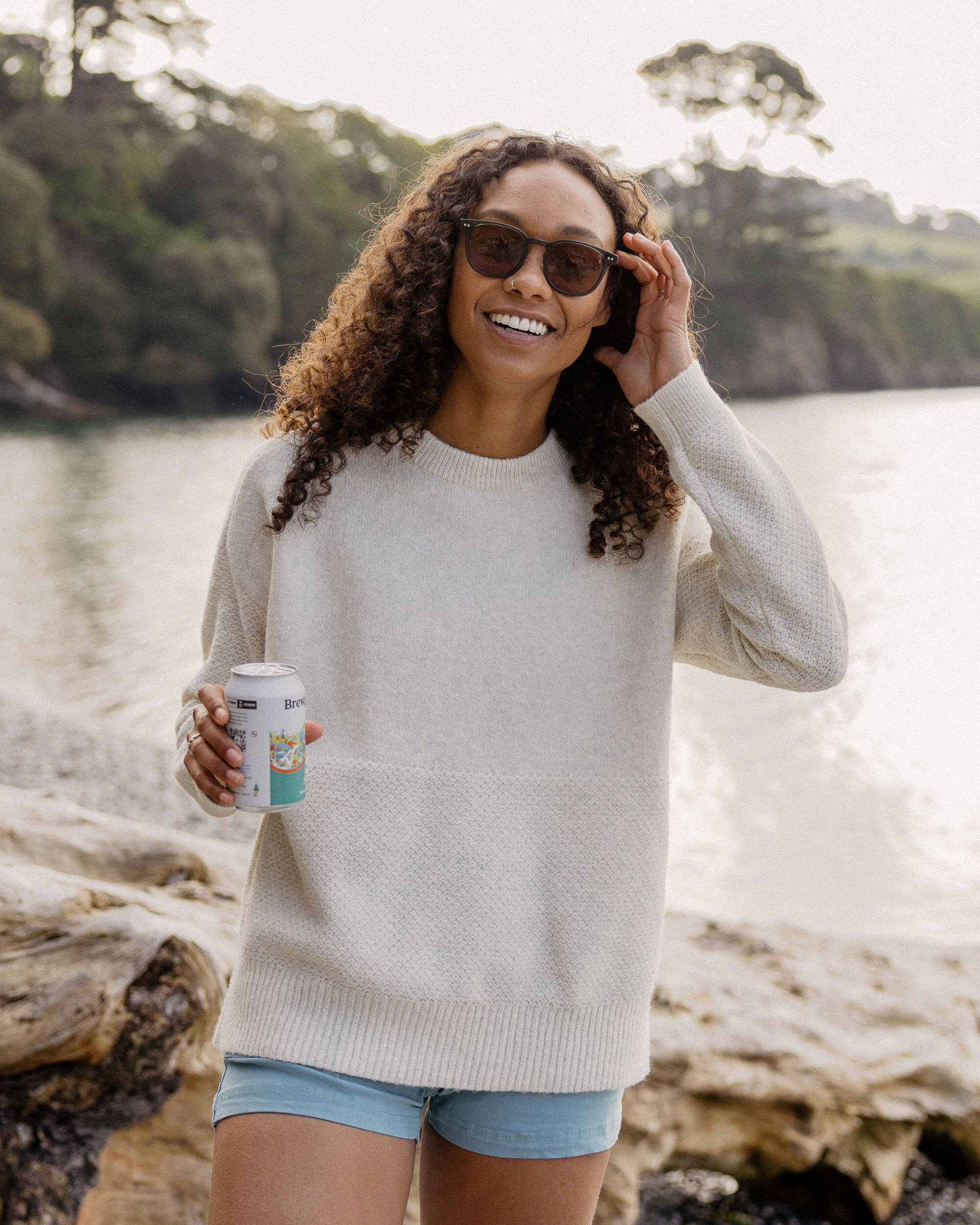 Cove Recycled Knitted Jumper - Off White - Lifestyle