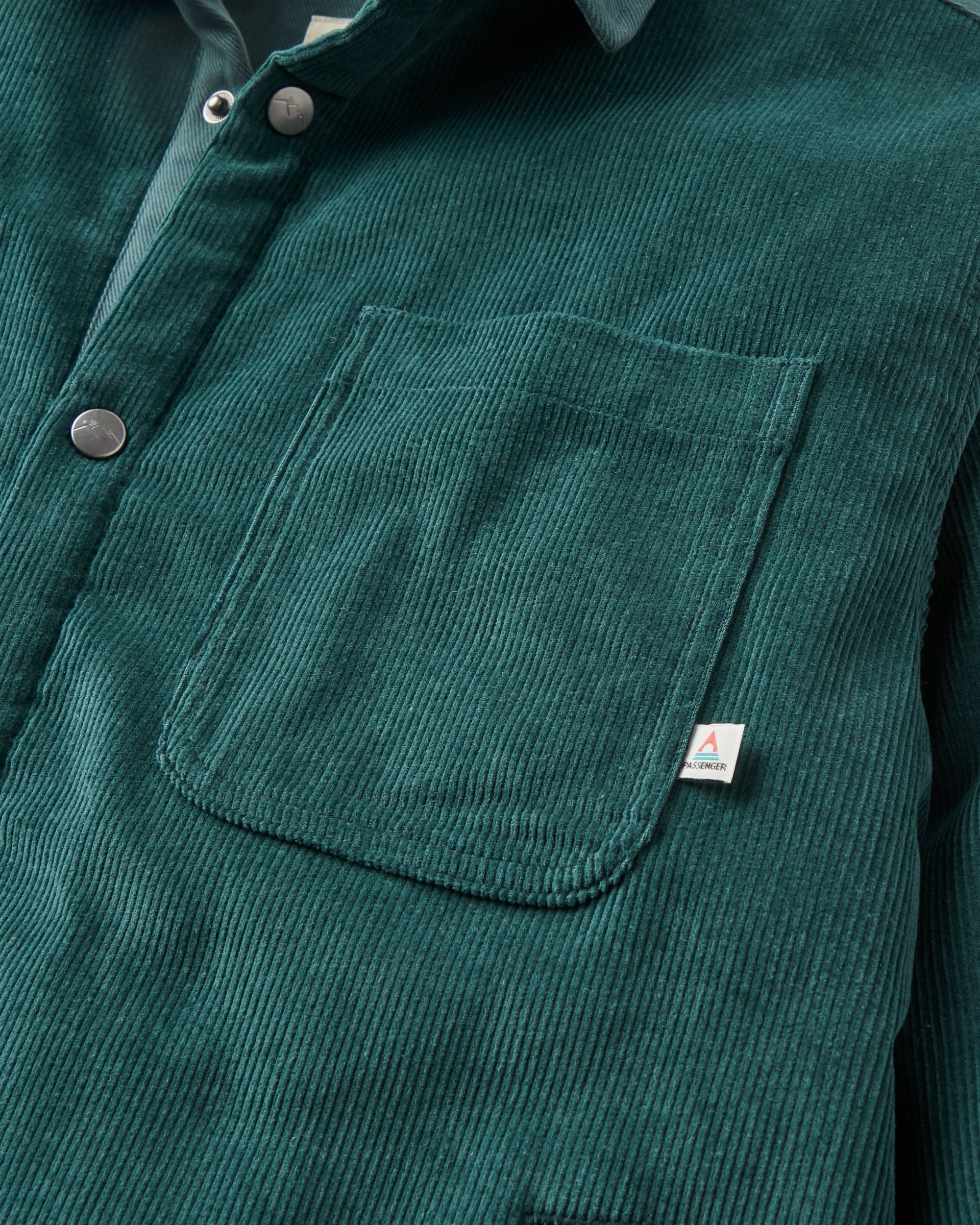 Kodiak Sherpa Lined Cord Overshirt - Dark Fern  - Flatlay