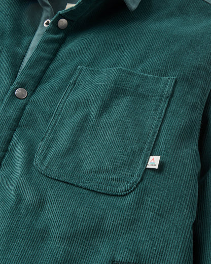 Kodiak Sherpa Lined Cord Overshirt - Dark Fern  - Flatlay