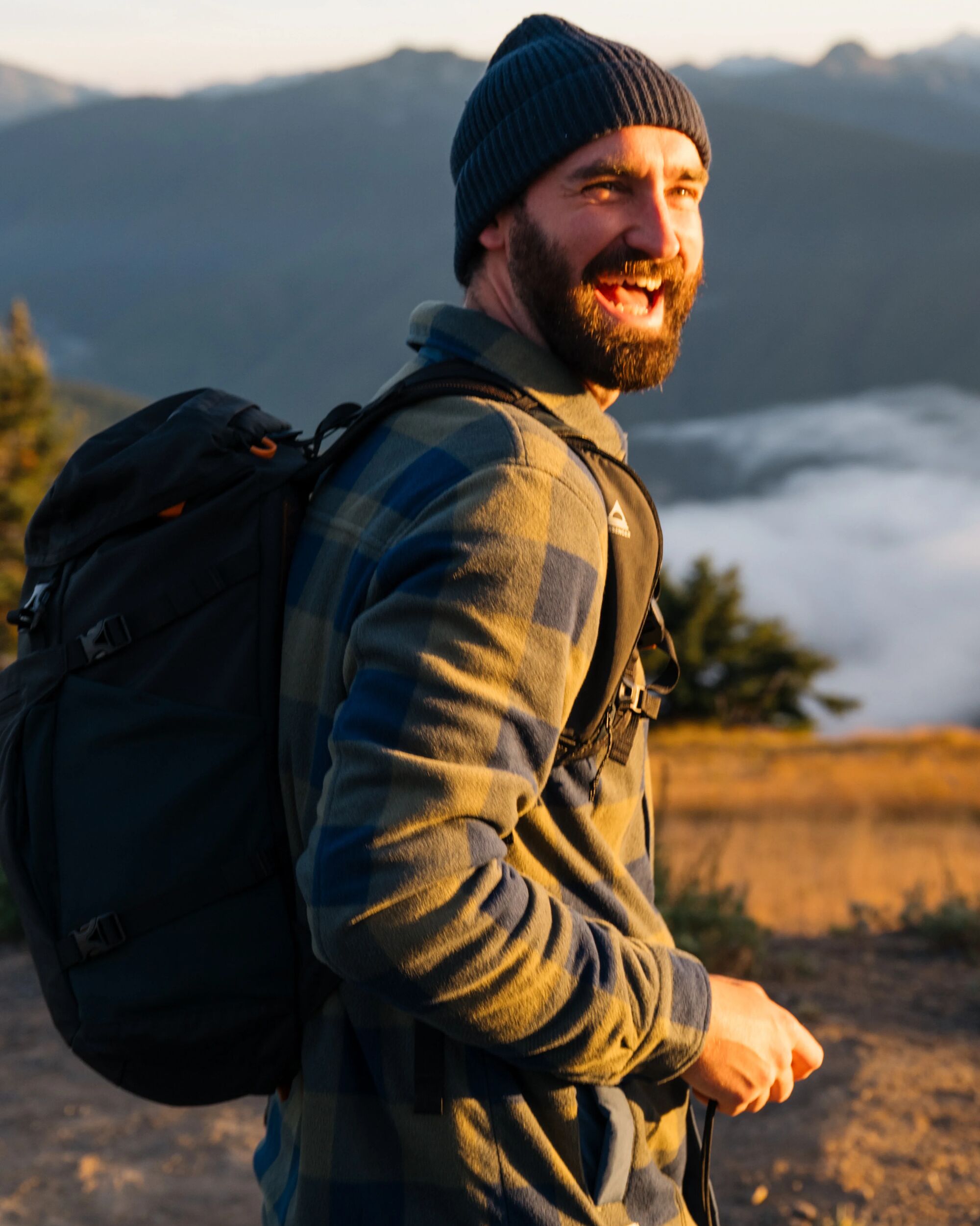 Firelight Sherpa Lined Overshirt - Dusty Olive/Dark Denim Check  - Lifestyle