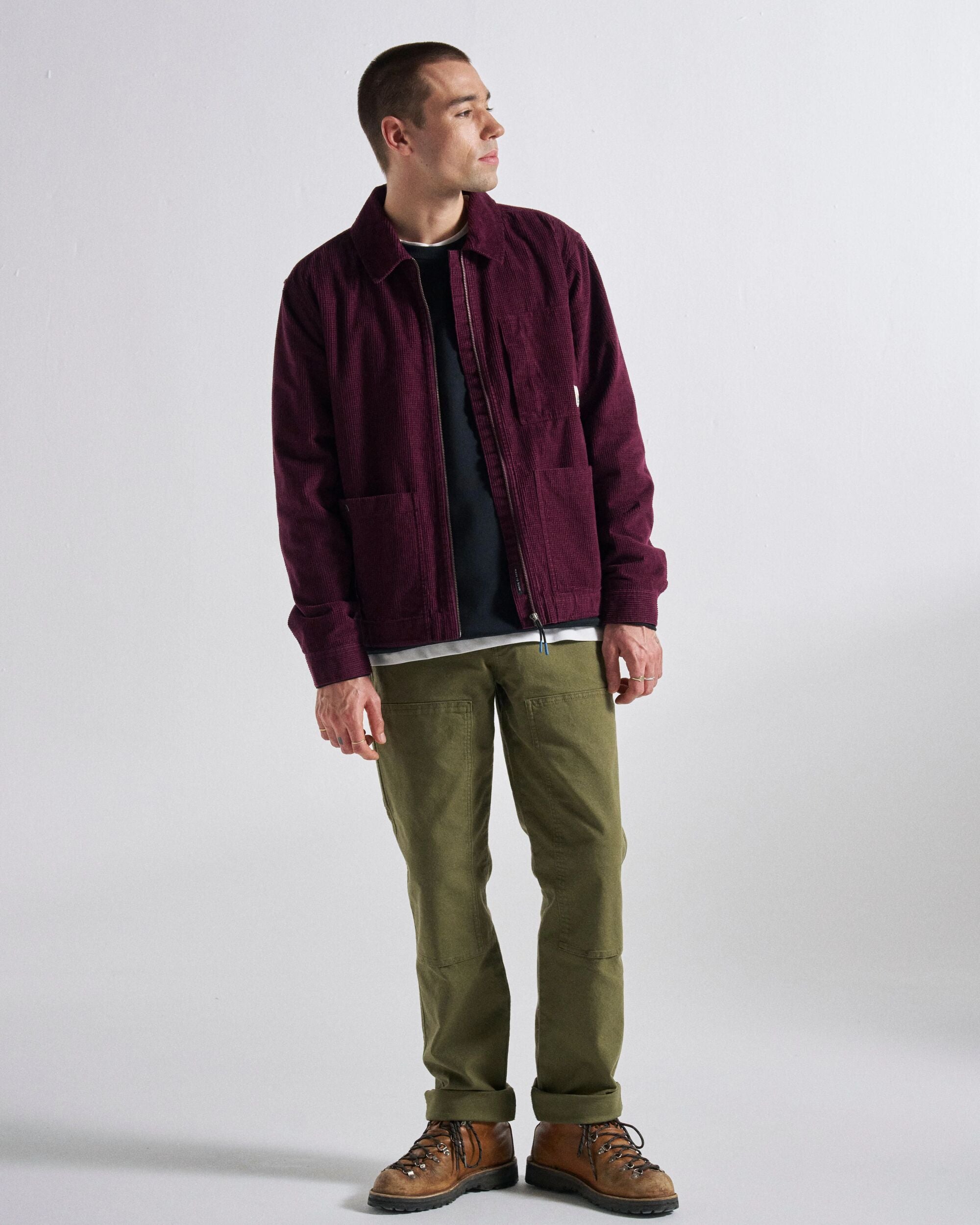 Harvest Organic Cotton Cord Overshirt - Fig - Studio Model