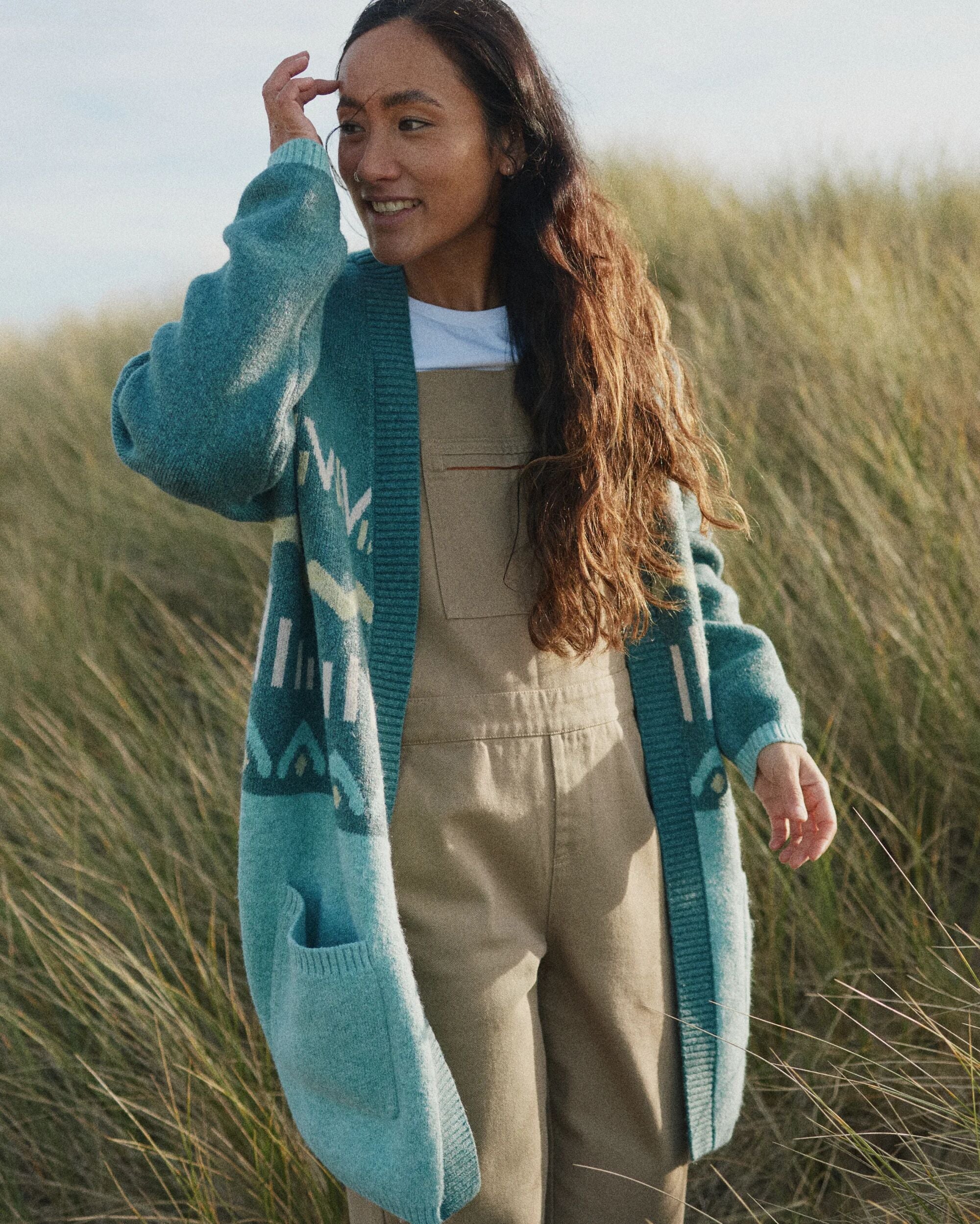 Nettle Recycled Knitted Cardigan - Arctic - Lifestyle