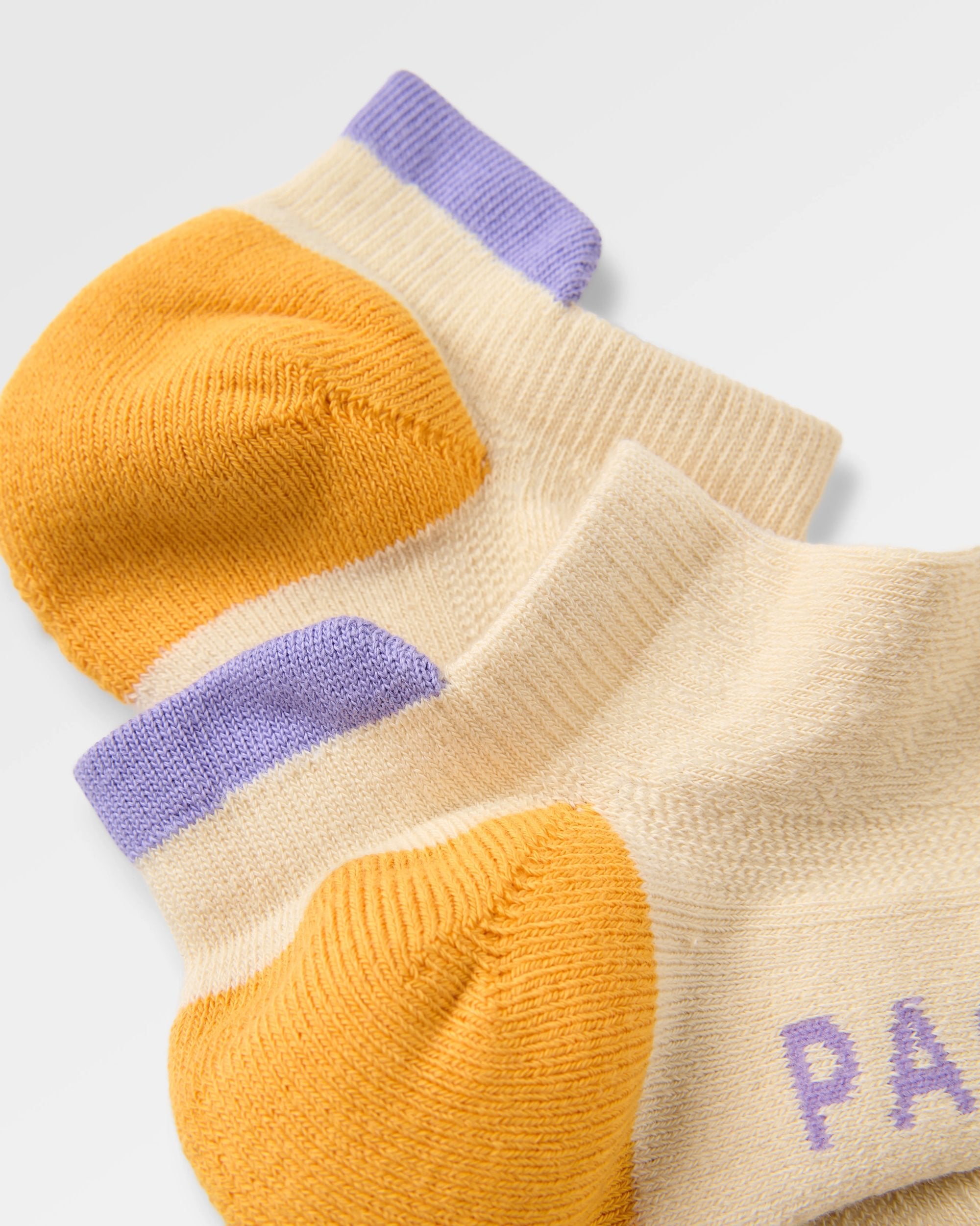 Organic Trainer Socks - Birch - Flatlay