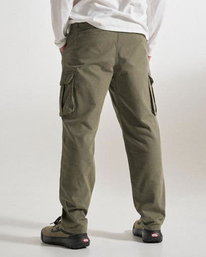 Lakeside Cargo Cotton Trouser - Dusty Olive - Studio Model