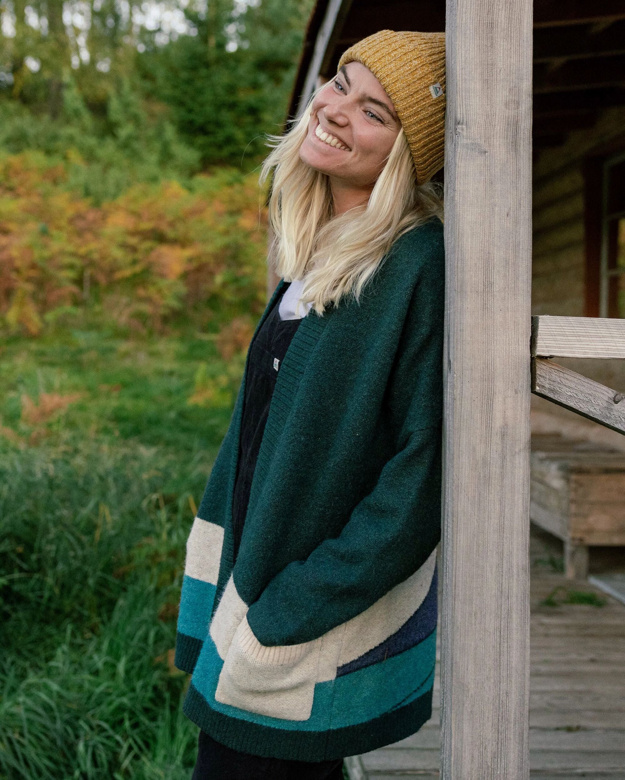 Vista Recycled Knitted Cardigan - Rain Forest - Lifestyle