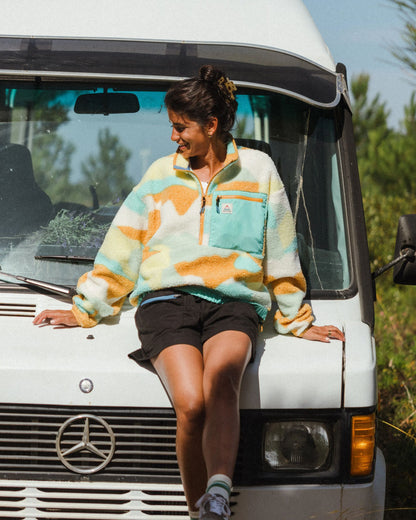 Ravi Recycled Sherpa Fleece - Vista Patchwork Yellow - Lifestyle