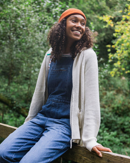 Cove Full Zip Organic Cotton Knitted Hoodie - Off White - Lifestyle