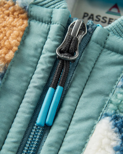 Lucia Recycled Sherpa Fleece - Vintage Floral Aqua - Flatlay