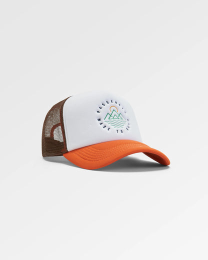 Escapism Snapback Trucker Cap - Chestnut/Sunrise Orange - Flatlay