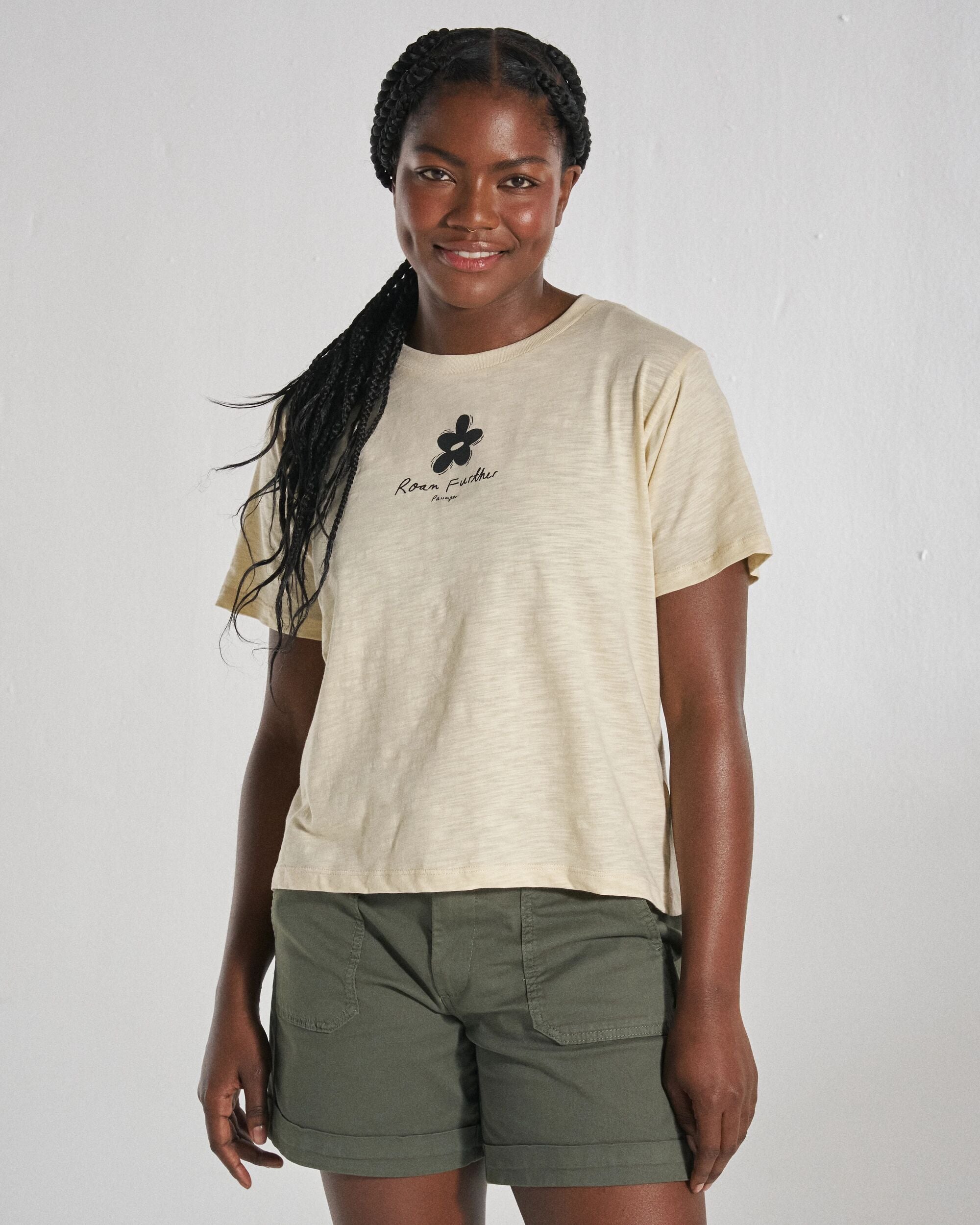 Women's Roam Further T-Shirt - Birch - Studio Model