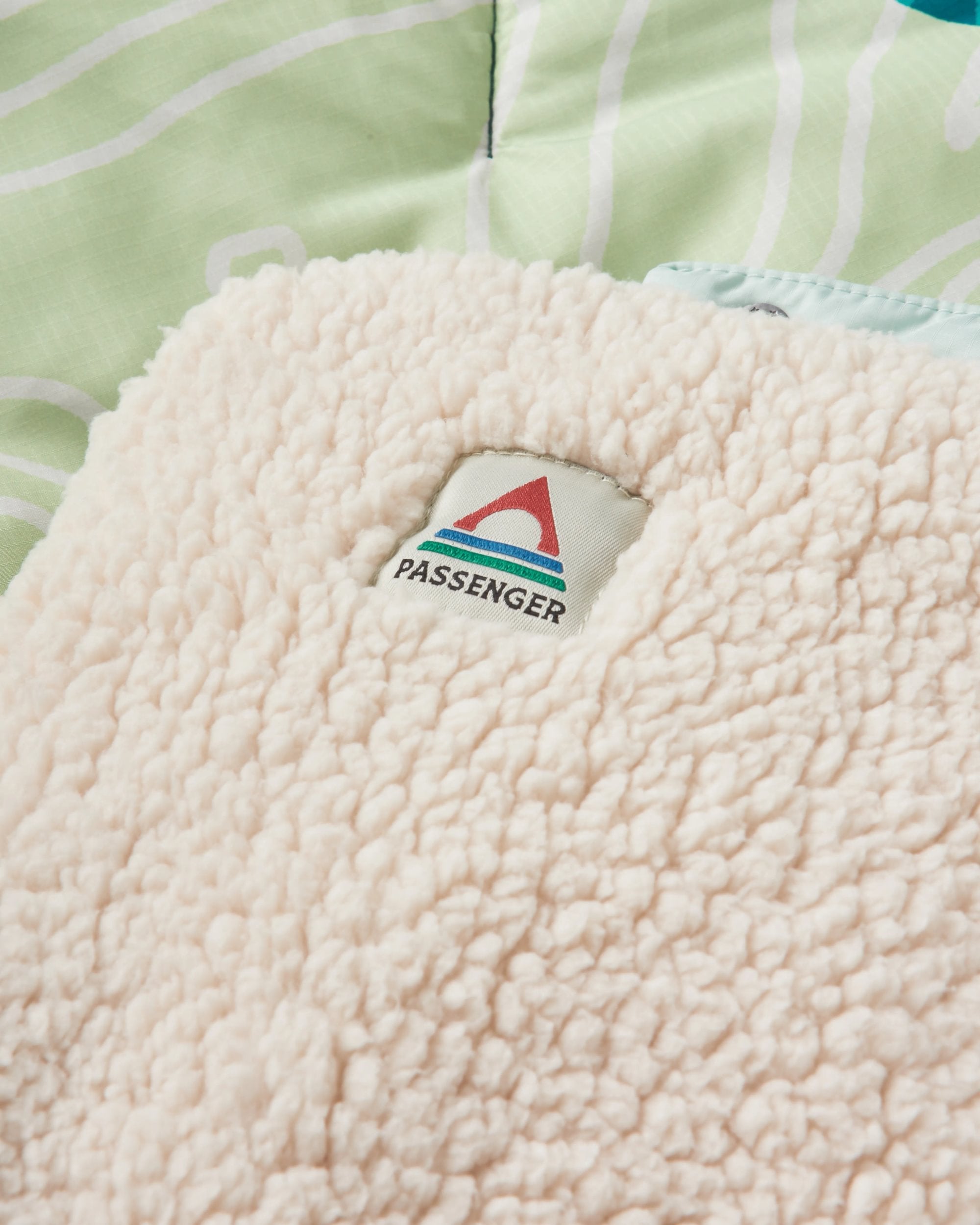 Cabin Recycled Sherpa Blanket - Abstract Mountain Green - Flatlay