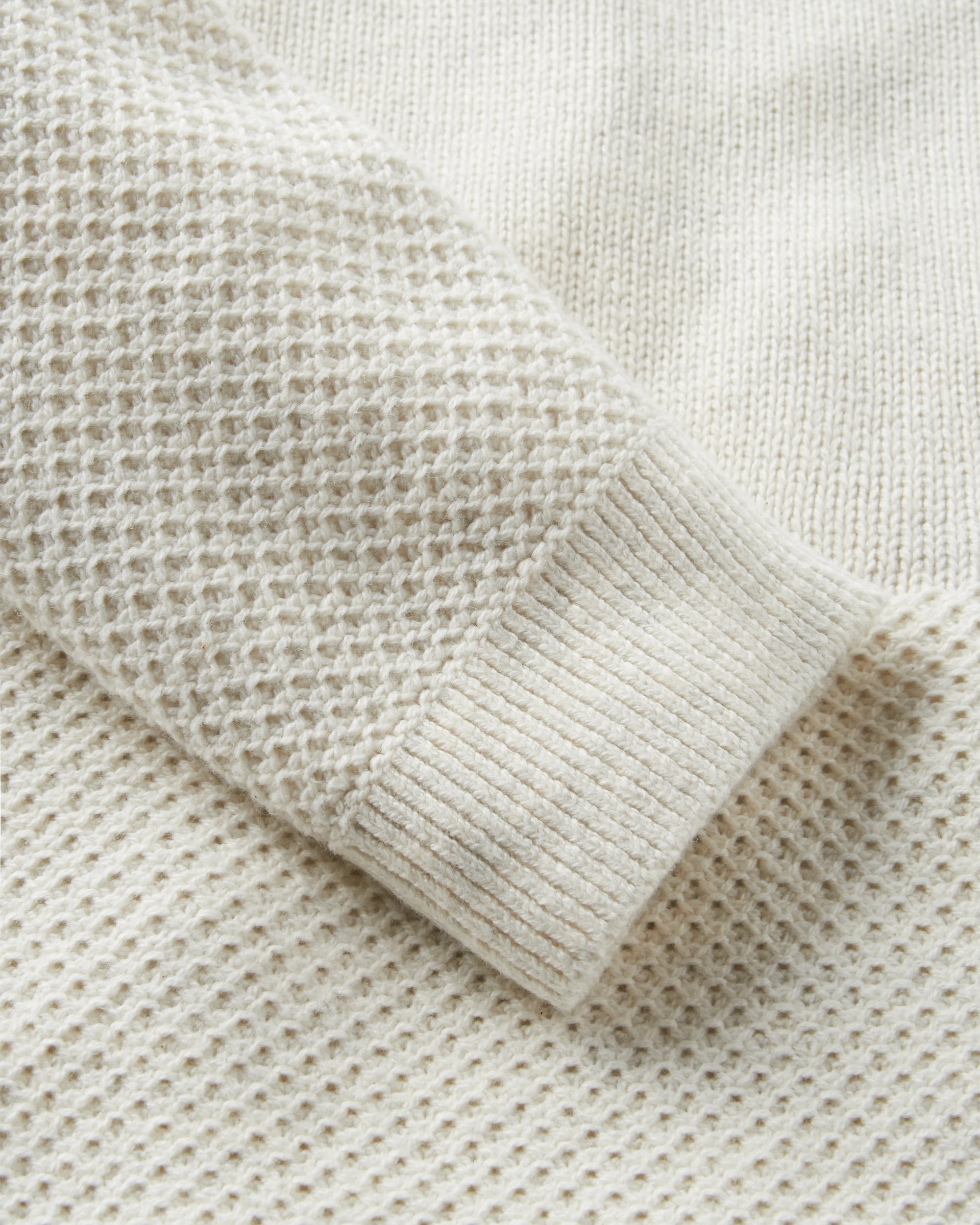 Cove Organic Cotton Knitted Jumper - Off White - Flatlay
