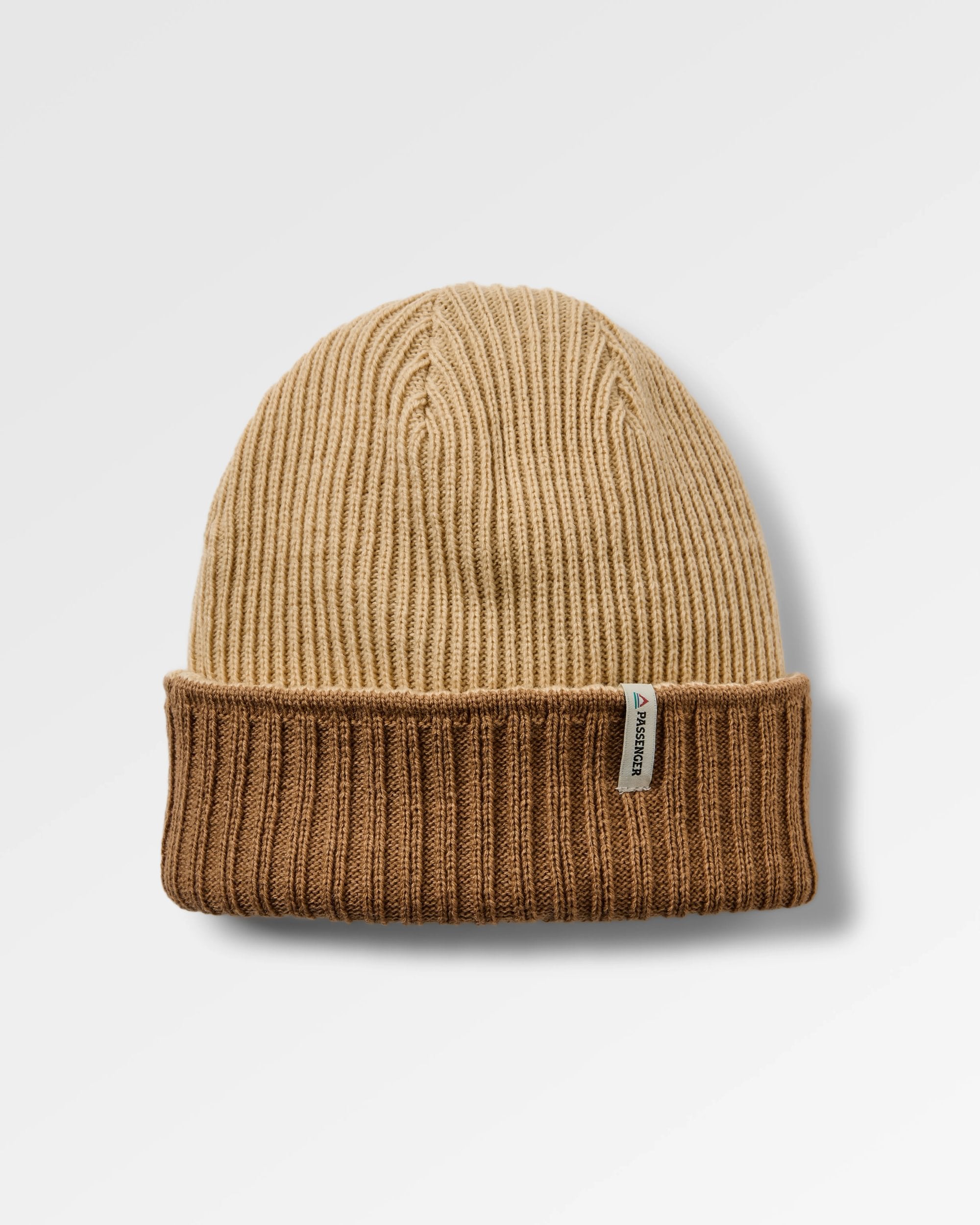 Outlook Reversible Recycled Beanie - Toffee/Stone - Flatlay