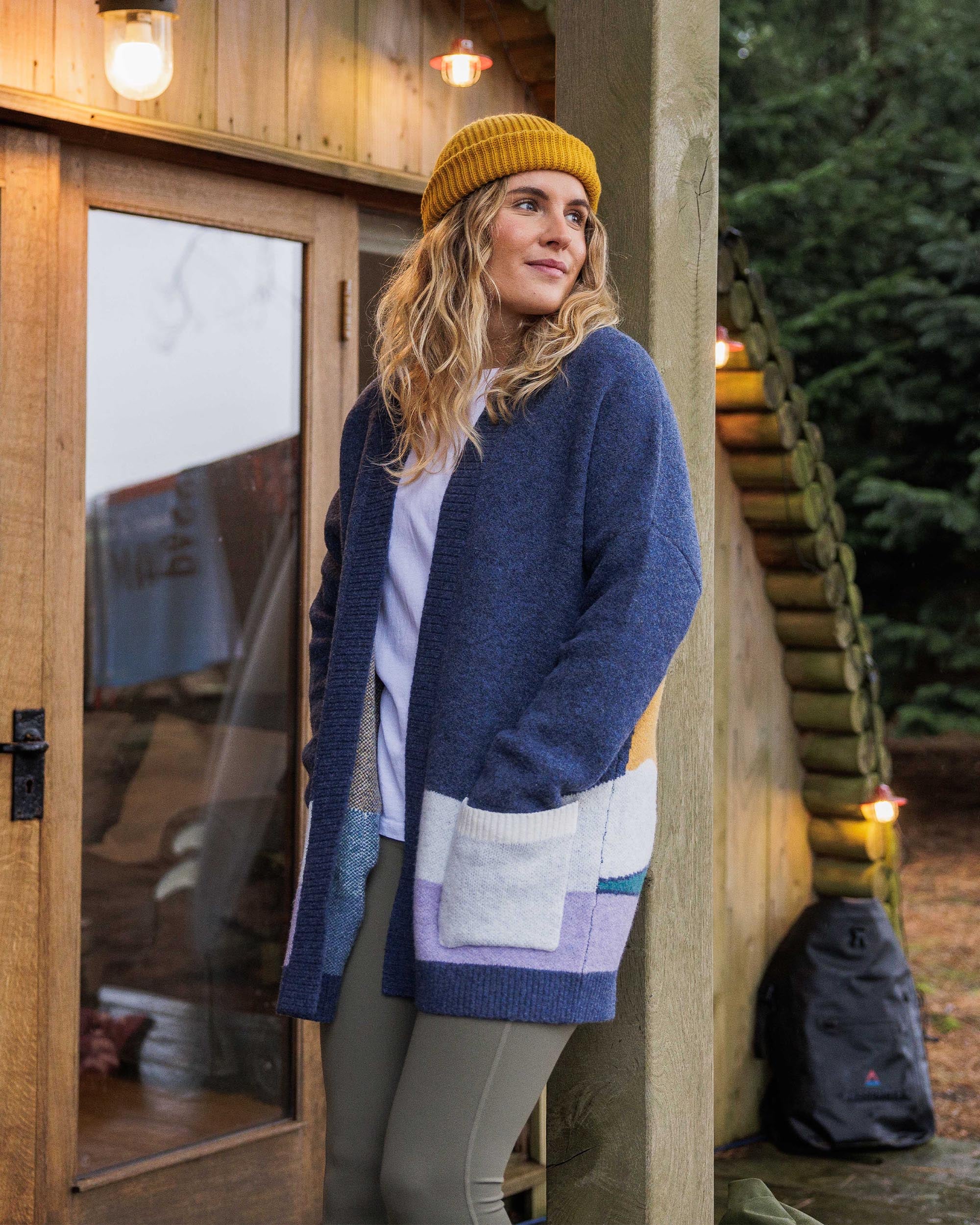 Vista Recycled Knitted Cardigan - Dark Denim - Lifestyle