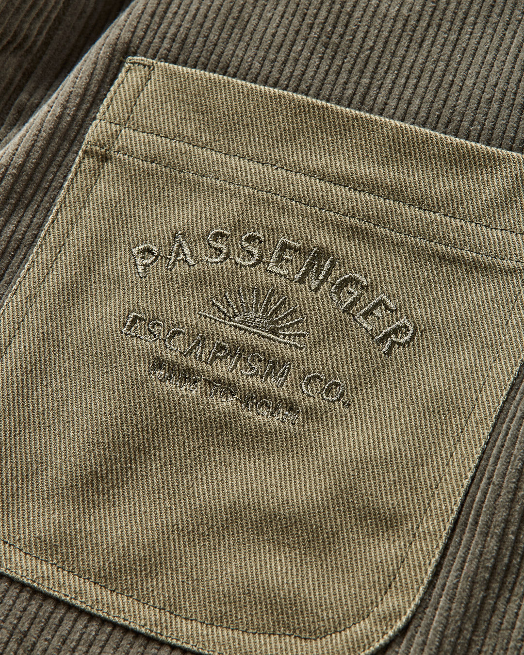 Kodiak Sherpa Lined Cord Overshirt - Dusty Olive - Flatlay