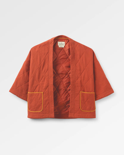 Mira Organic Cotton Quilted Overshirt - Red Ochre - Flatlay