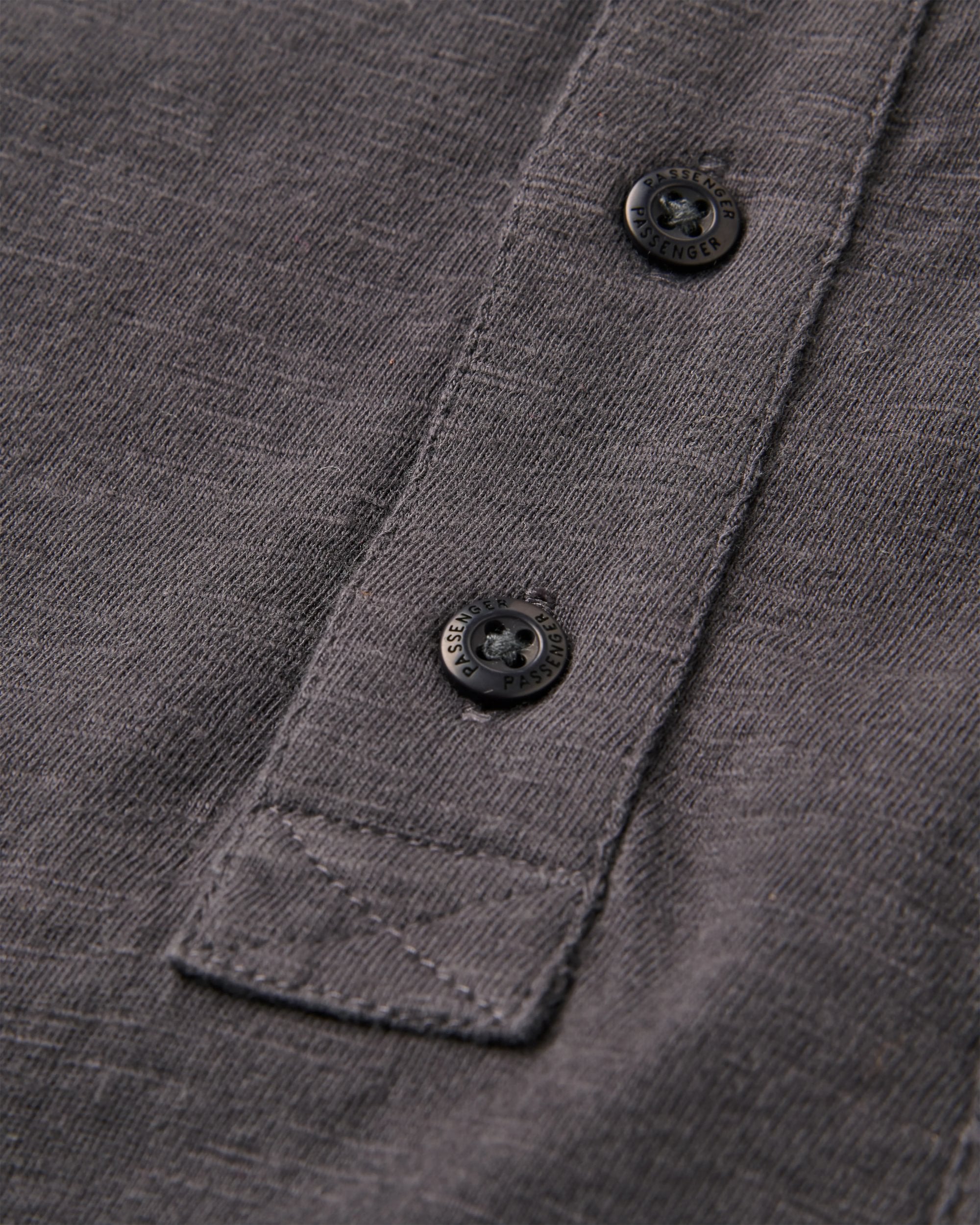 Headland LS Slub Henley - Faded Black - Flatlay