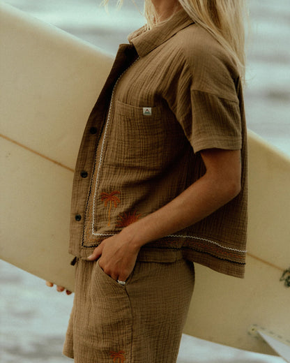 Waveney Short Sleeve Shirt - Caramel Brown - Lifestyle
