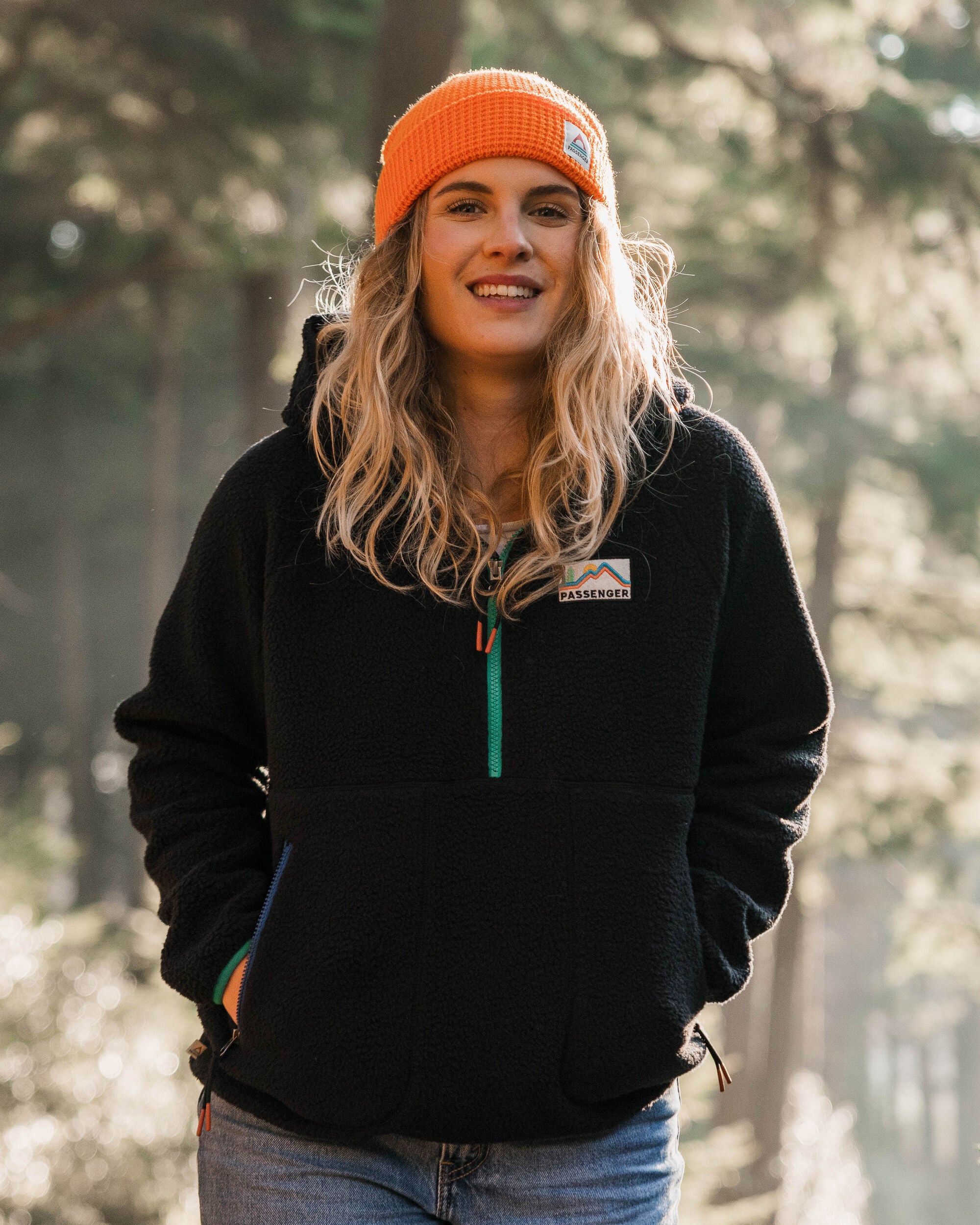 Maine 1/2 Zip Recycled Sherpa Fleece - Black - Lifestyle