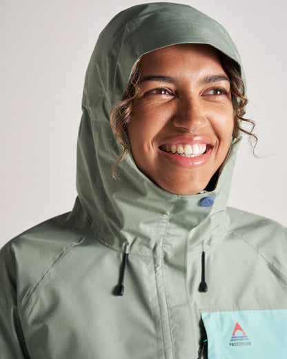 Trailscape Women's Recycled Waterproof Jacket - Pistachio/Lilac Mist/Aqua - Studio Model